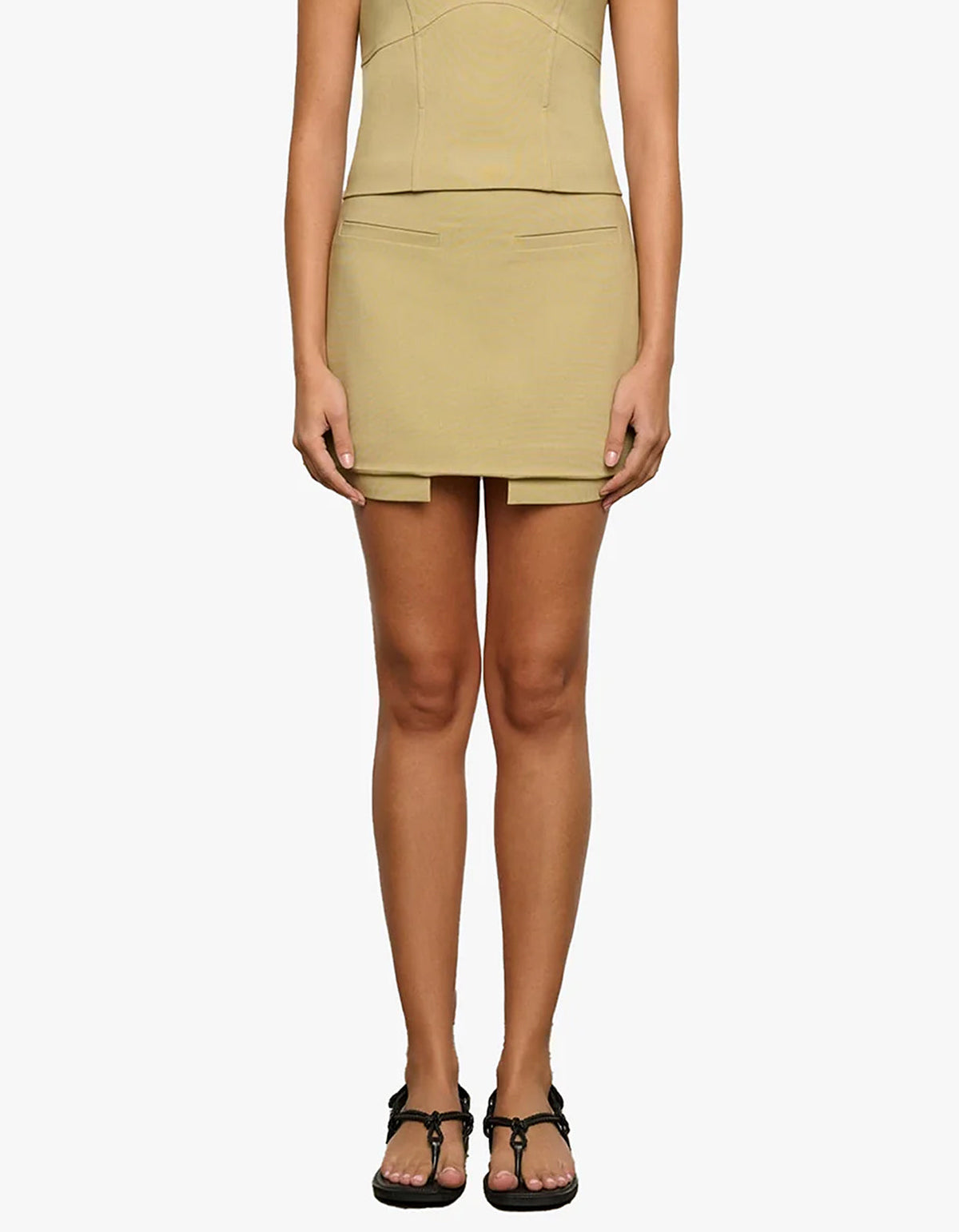 Crawford Mini Skirt - Pale Khaki