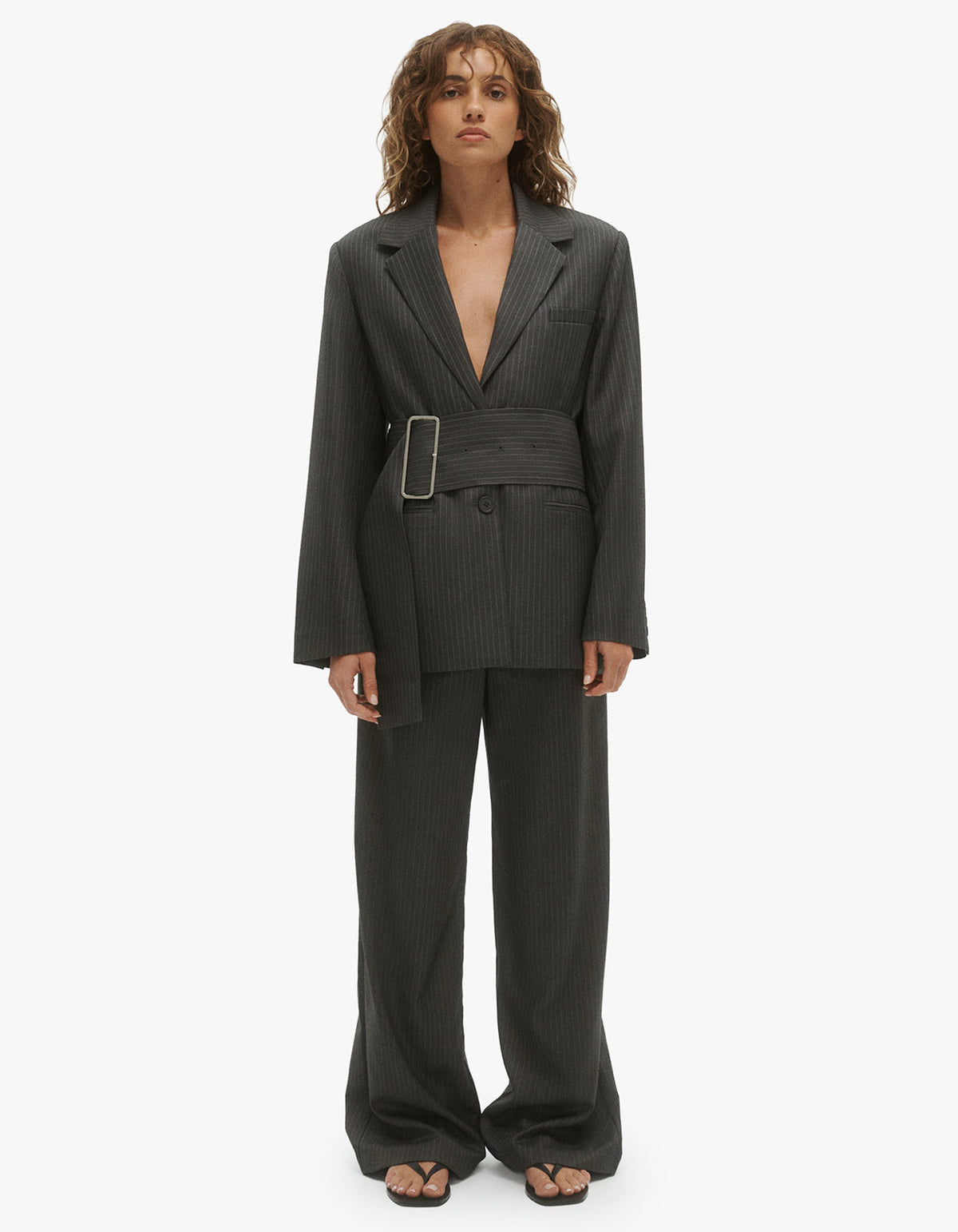 Margot Blazer - Grey Pinstripe