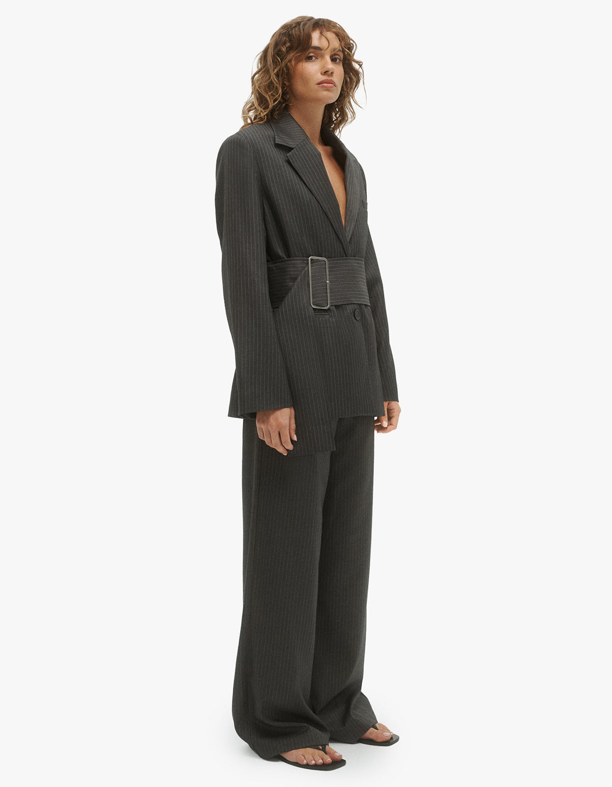 Margot Blazer - Grey Pinstripe