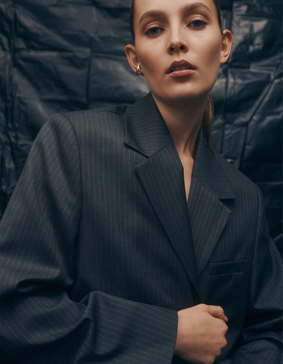 Margot Blazer - Grey Pinstripe