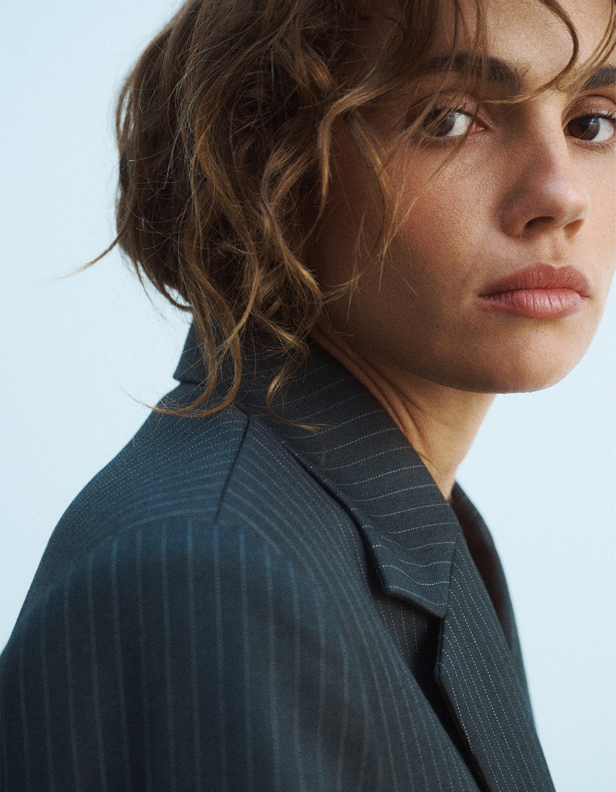 Margot Blazer - Grey Pinstripe