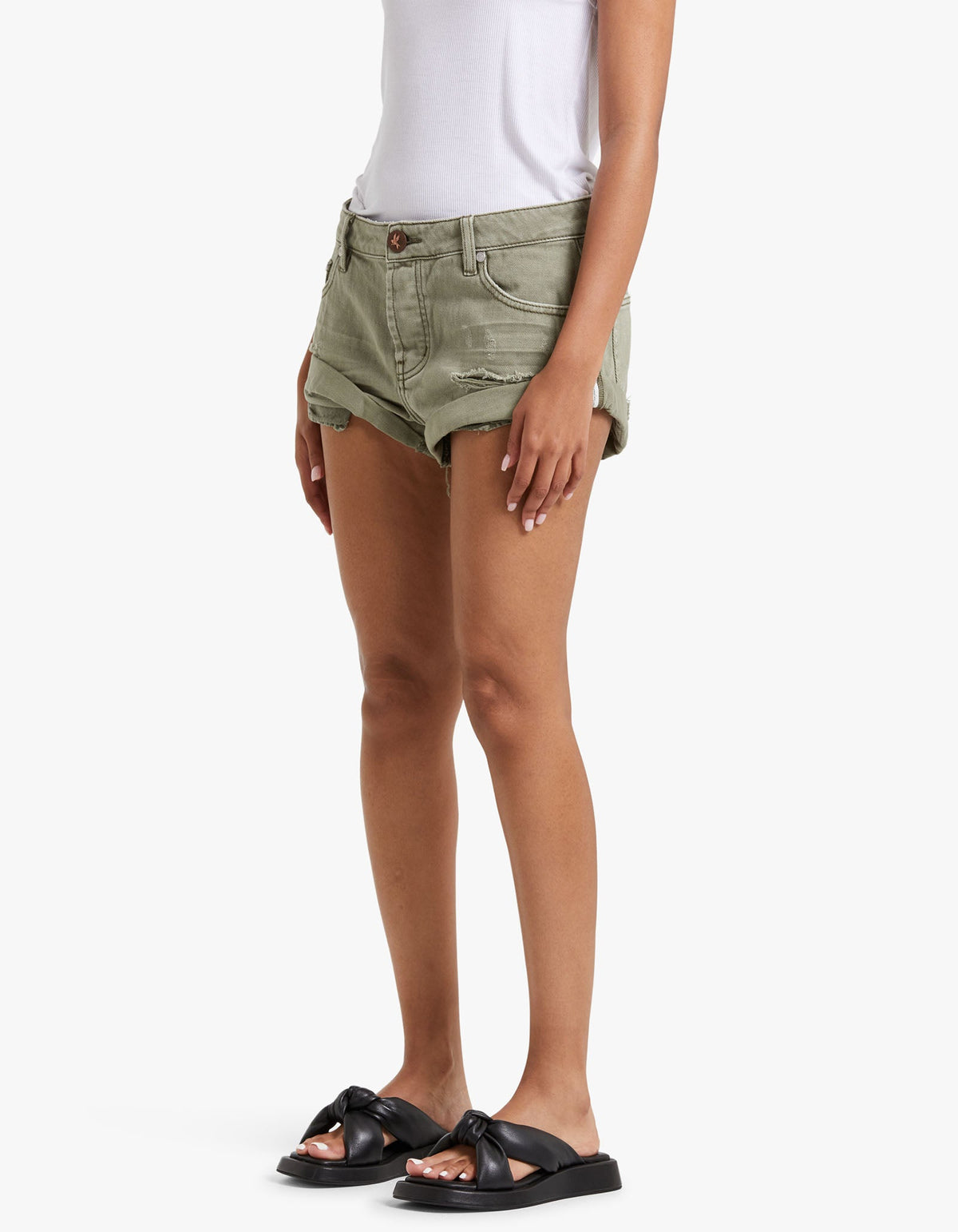 Bandit Low Waist Denim Short - Super Khaki