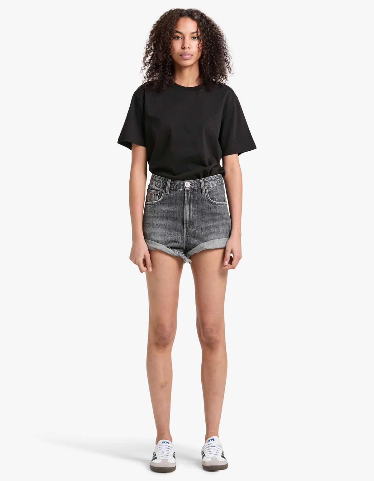 Bandits High Waist Denim Short - Charcoal
