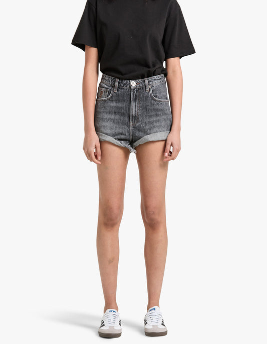 Bandits High Waist Denim Short - Charcoal