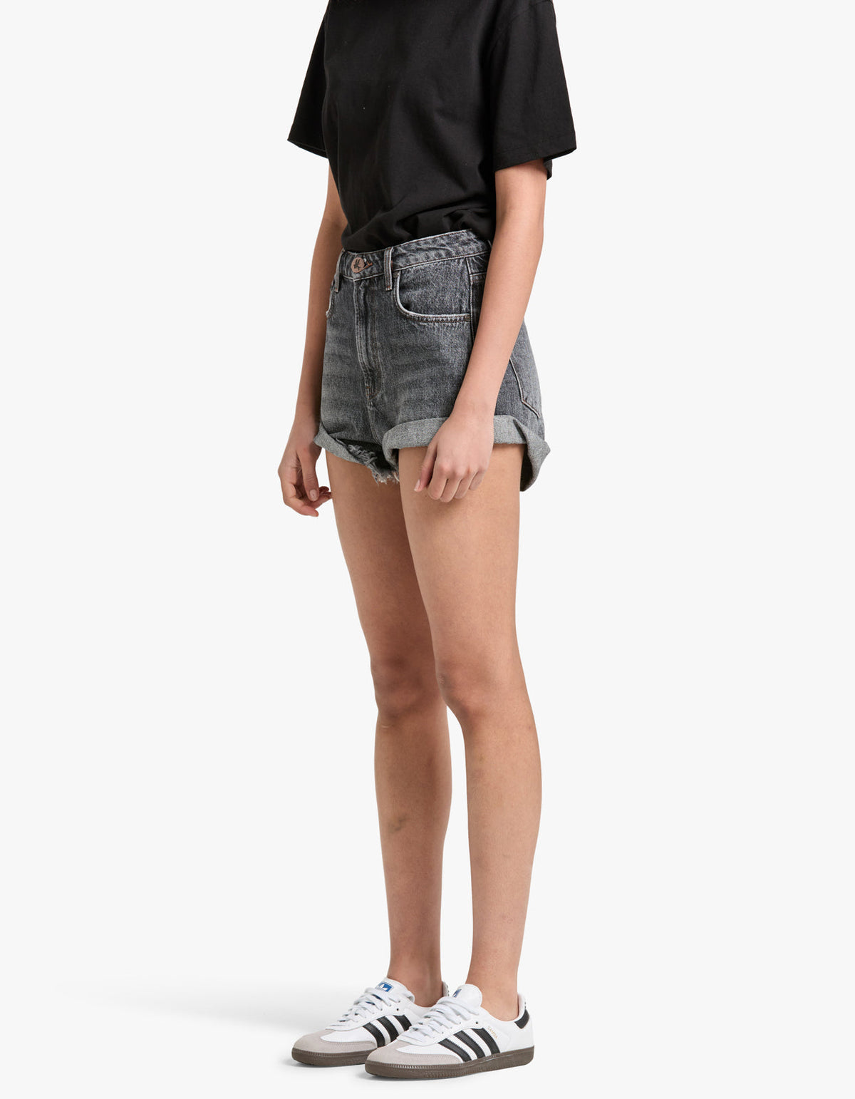 Bandits High Waist Denim Short - Charcoal
