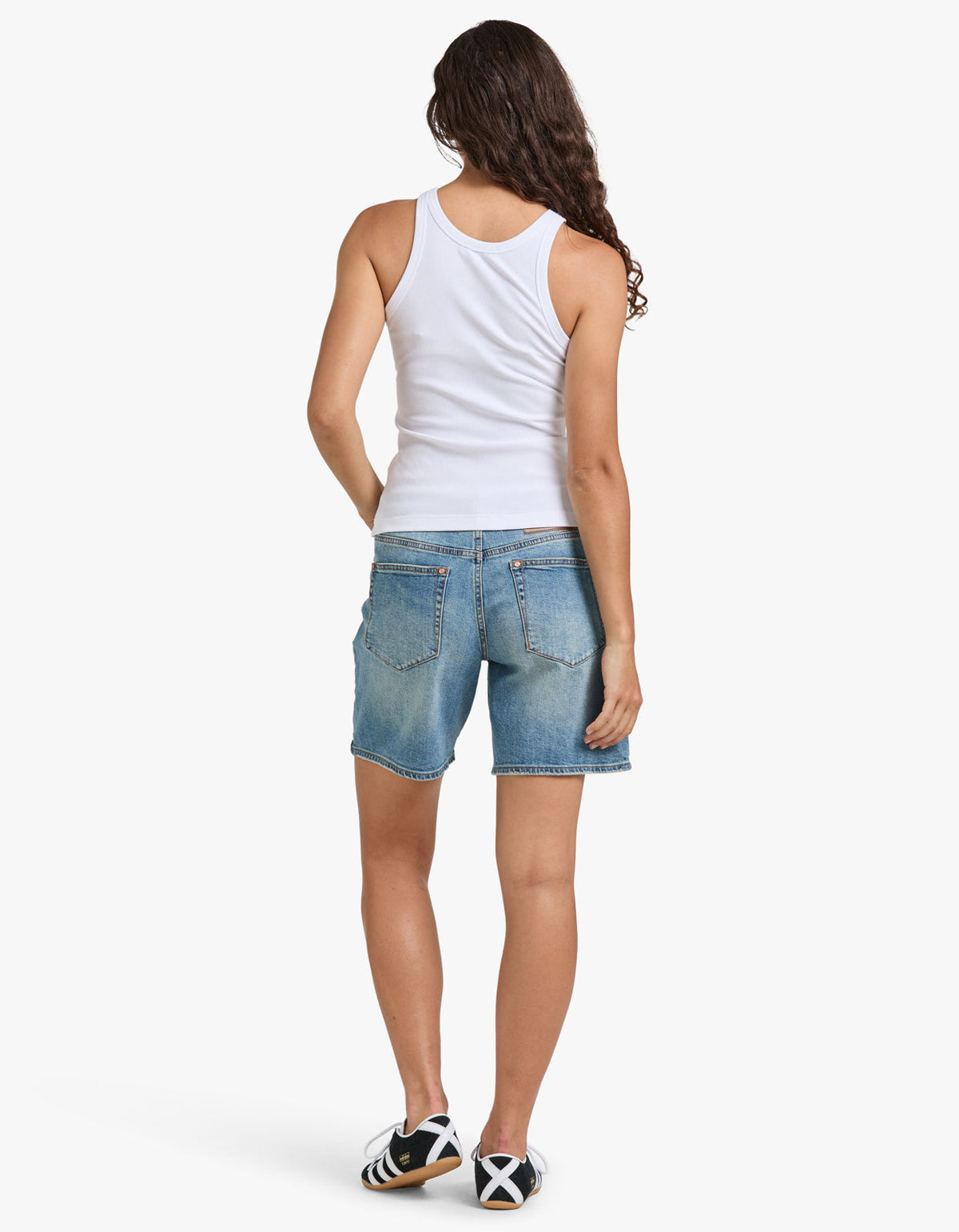 Jackson Mid Waist Wide Leg Short - Texas Blue