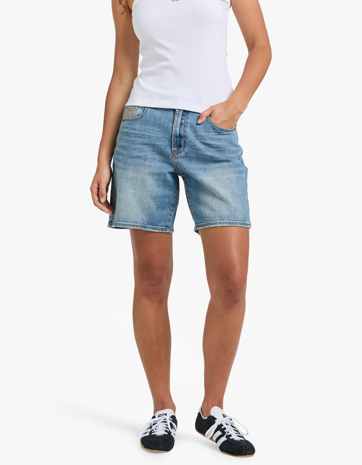 Jackson Mid Waist Wide Leg Short - Texas Blue
