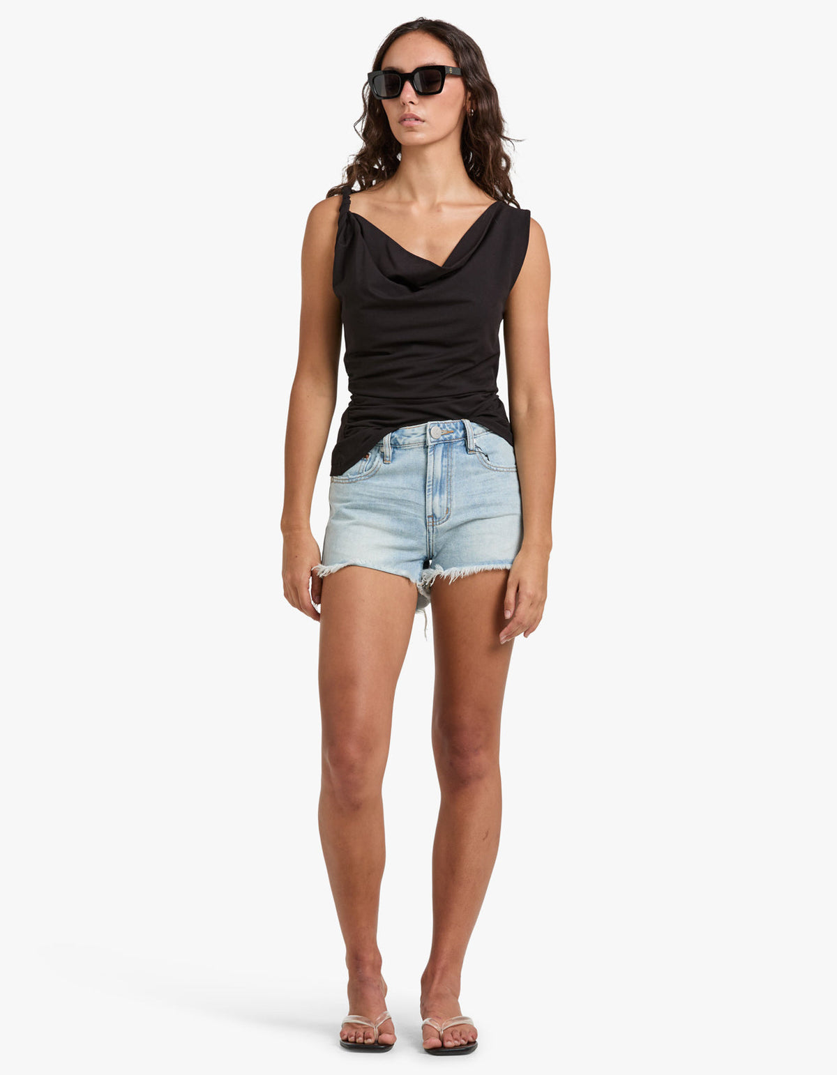 Hawks High Waist Denim Short - Soft Blue