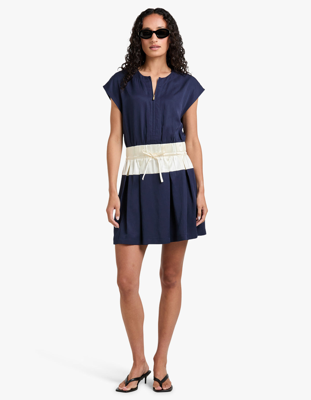 Victoria Mini Dress - Navy/White