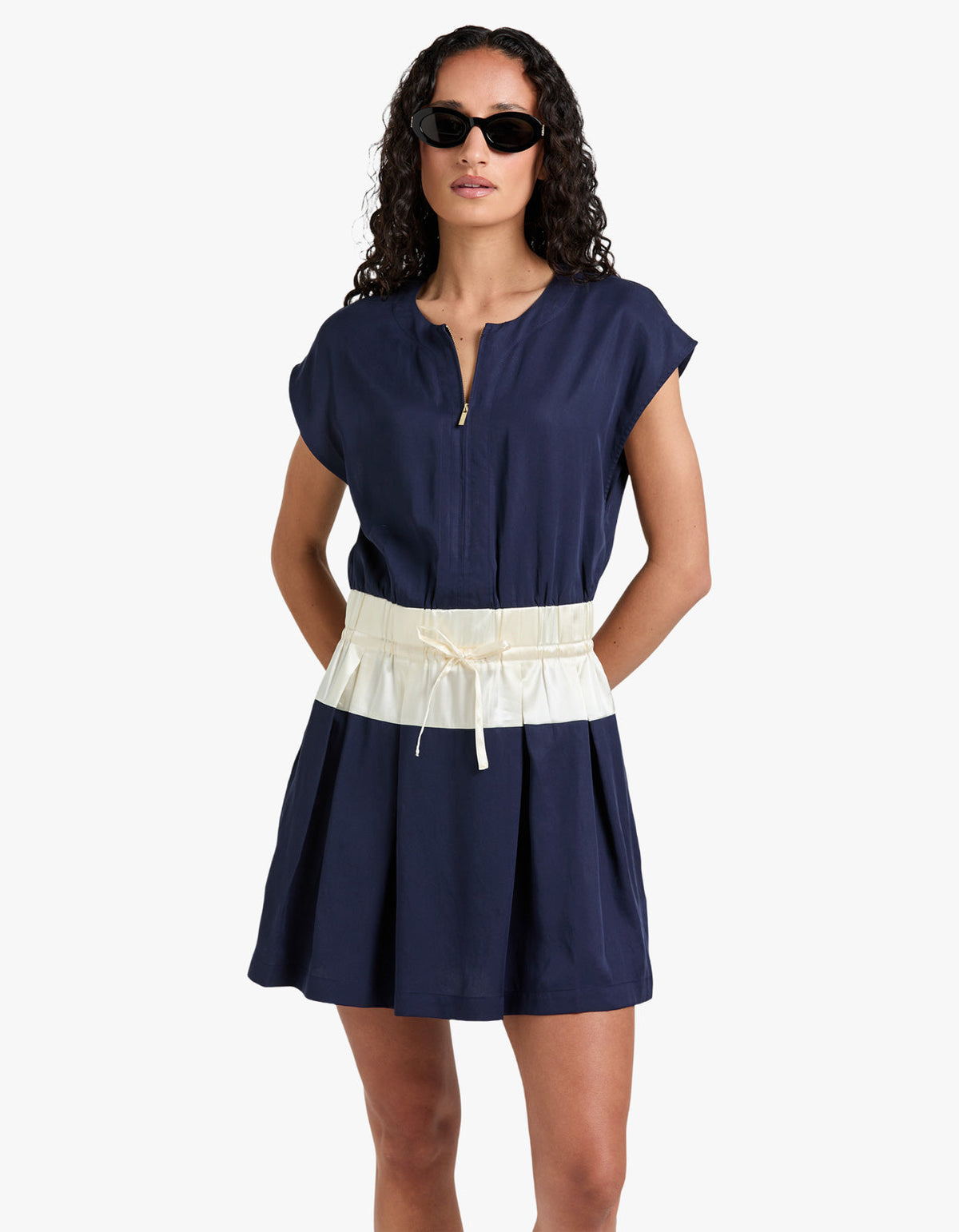 Victoria Mini Dress - Navy/White