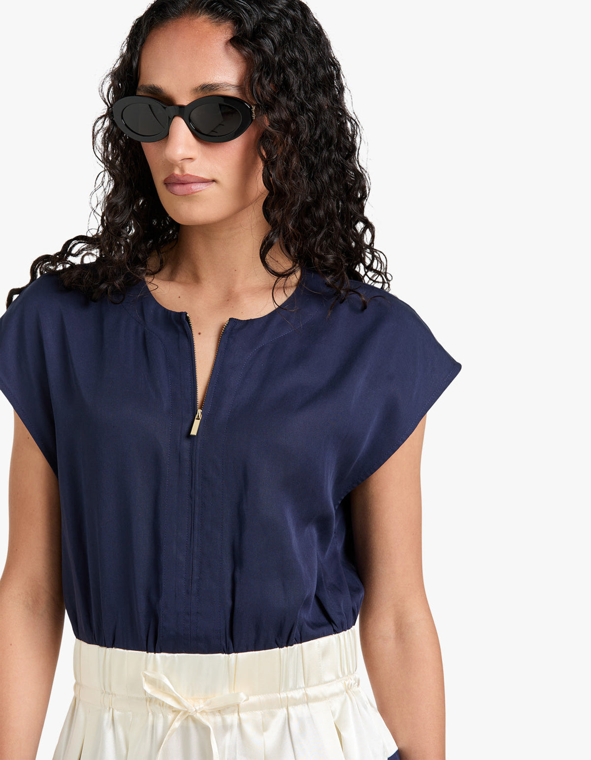 Victoria Mini Dress - Navy/White