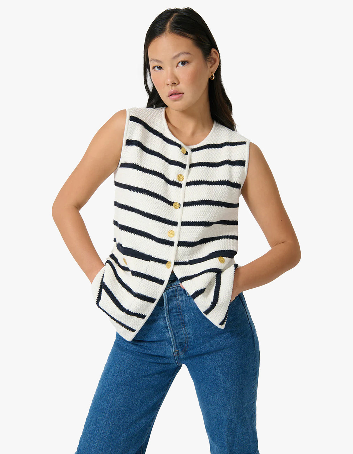 Helena Gilet - Navy/White