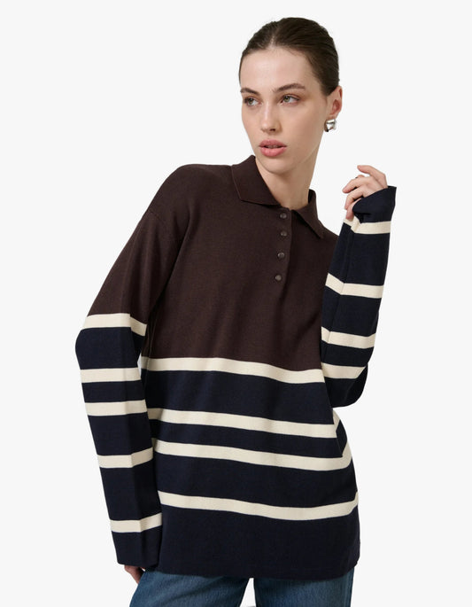 New Aroa Top - Chocolate Stripe