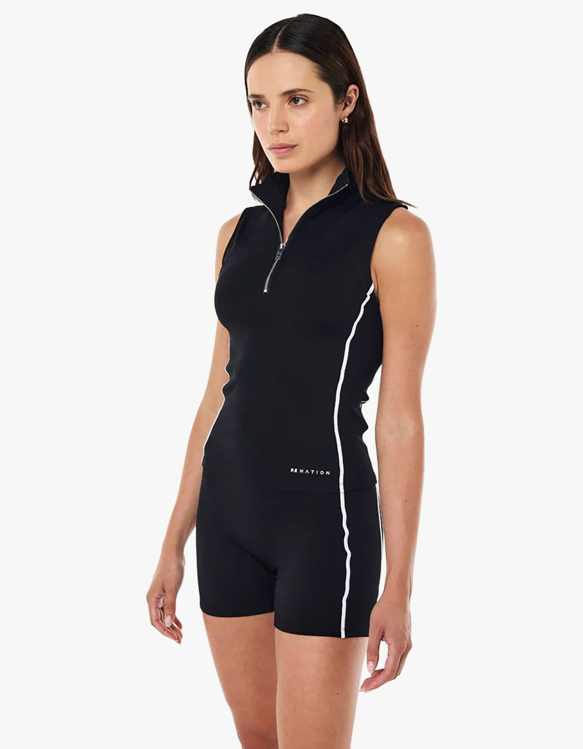 Routine Quarter Zip Tank - Black/ Optic White