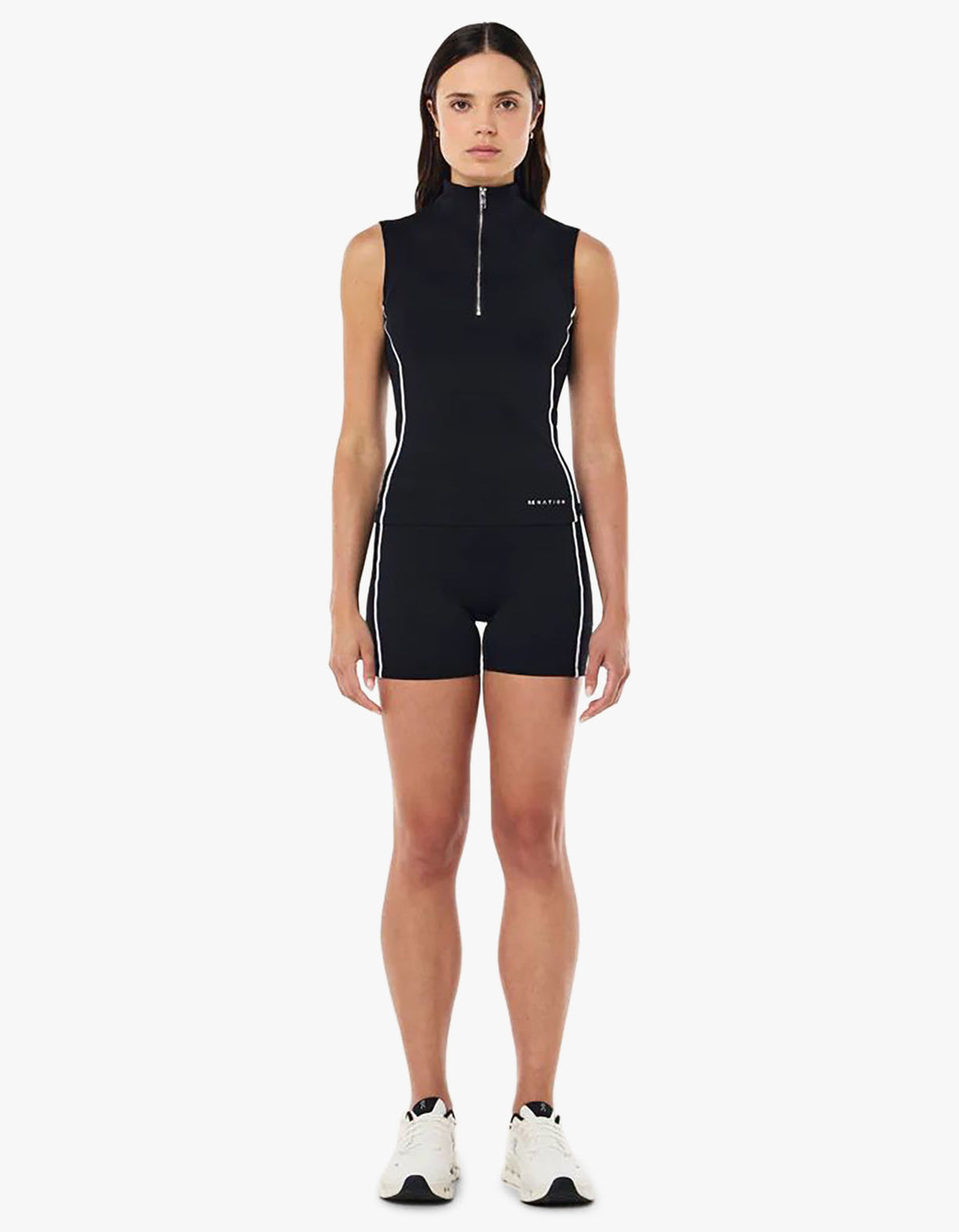 Routine Quarter Zip Tank - Black/ Optic White