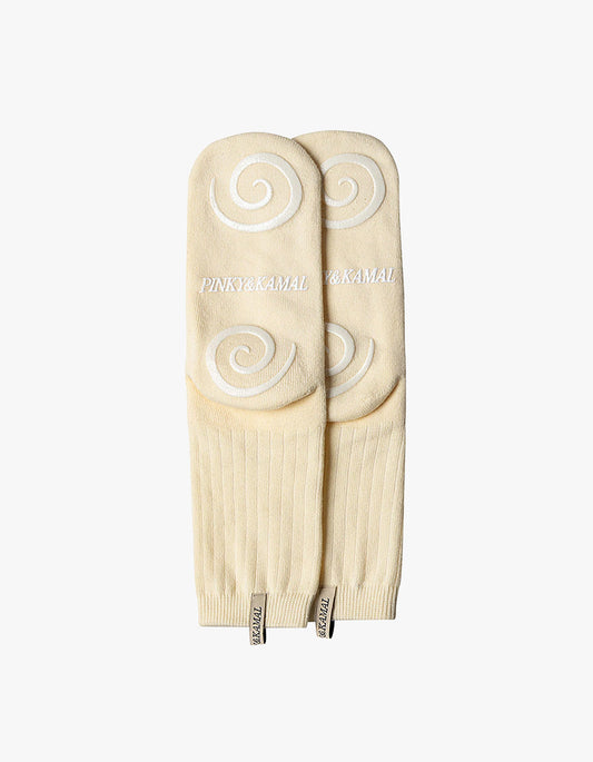 Pilates Spiral Grip Sock - Lemon Cream