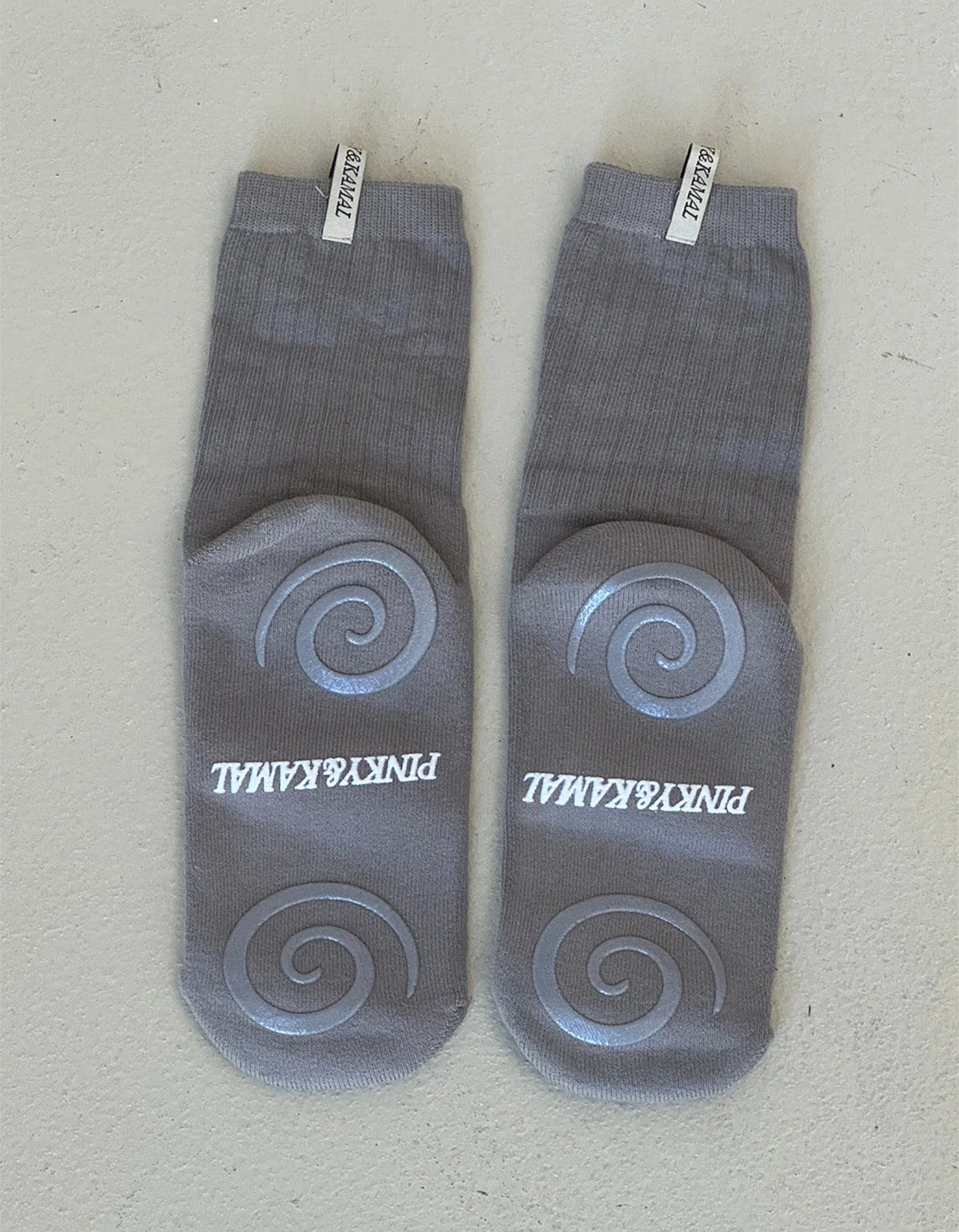 Pilates Spiral Grip Sock - Pebble Grey