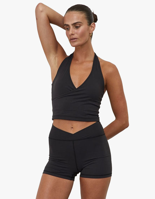 Front Wrap Bodice Tank - Black