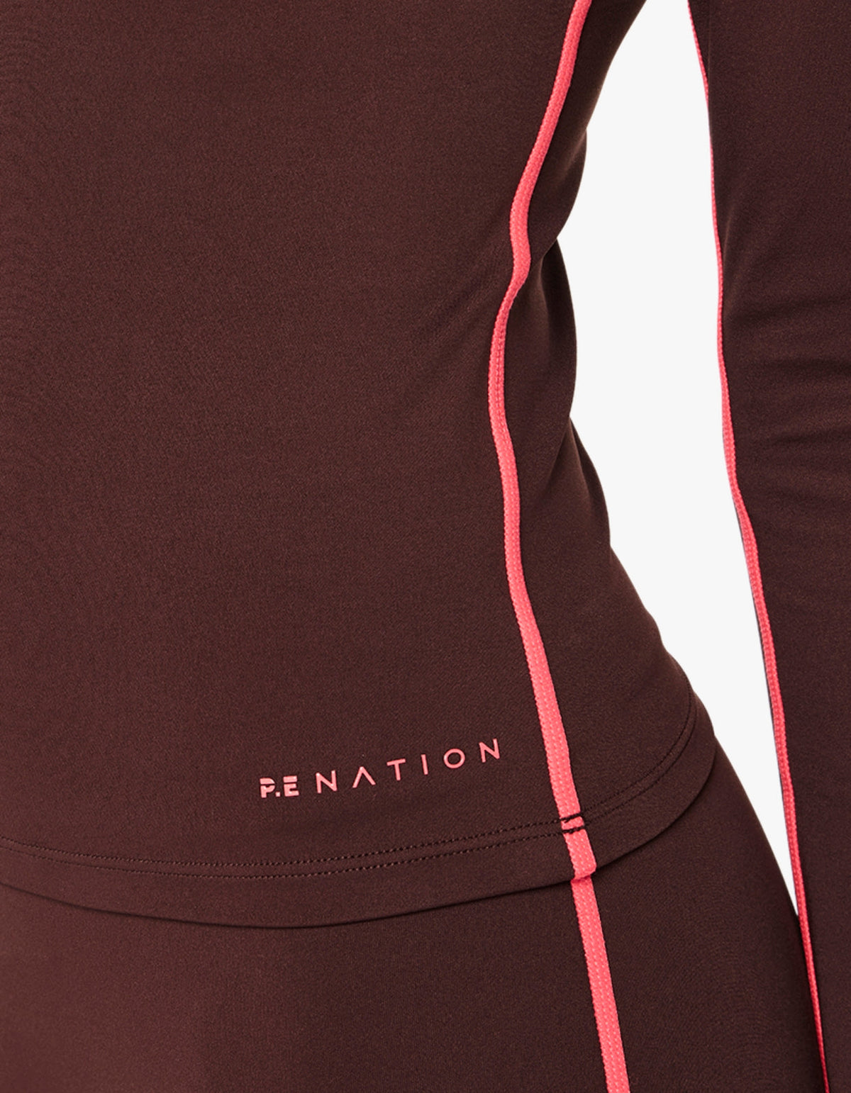 Routine Quarter Zip L/S - Mahogany/Diva Pink