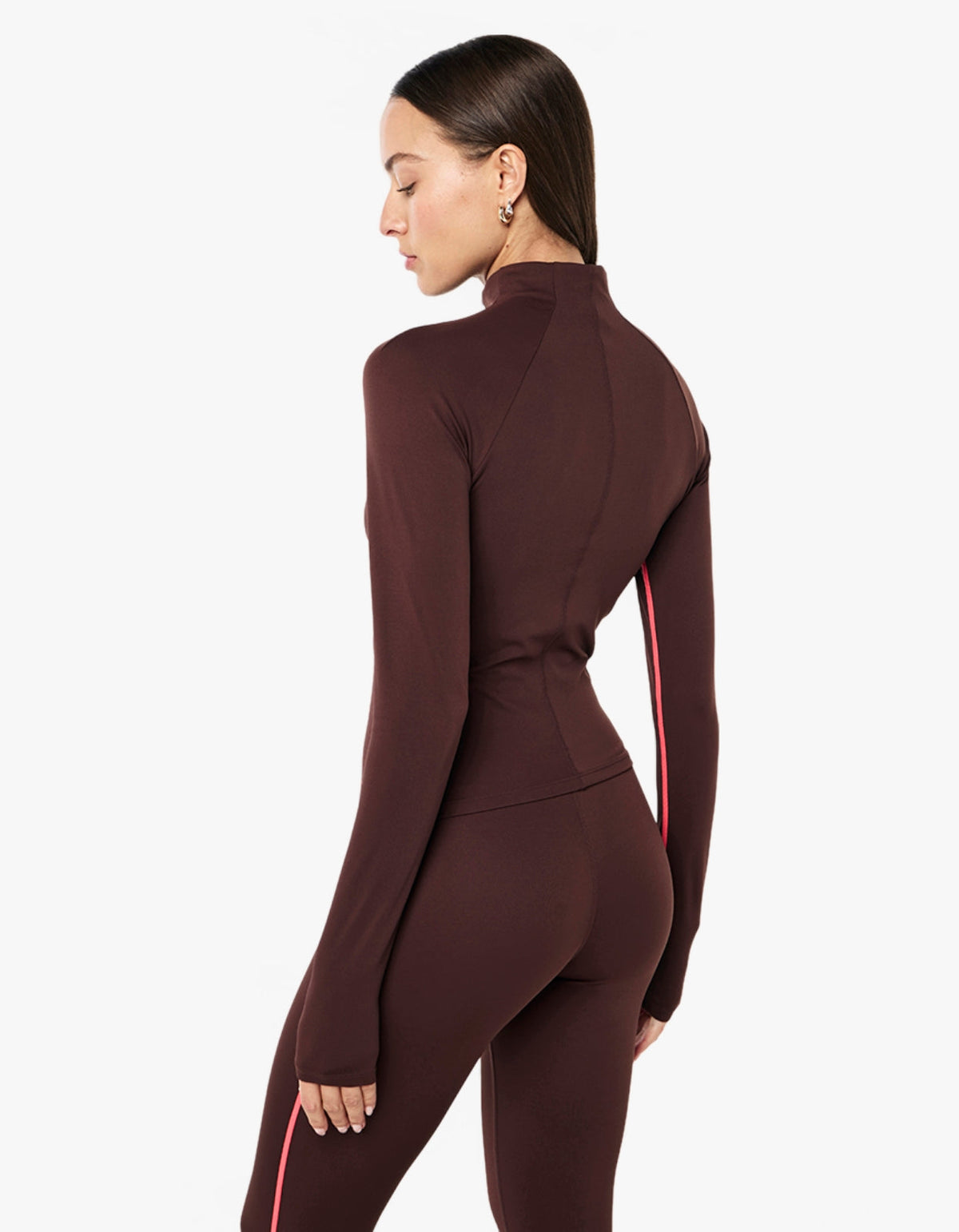 Routine Quarter Zip L/S - Mahogany/Diva Pink