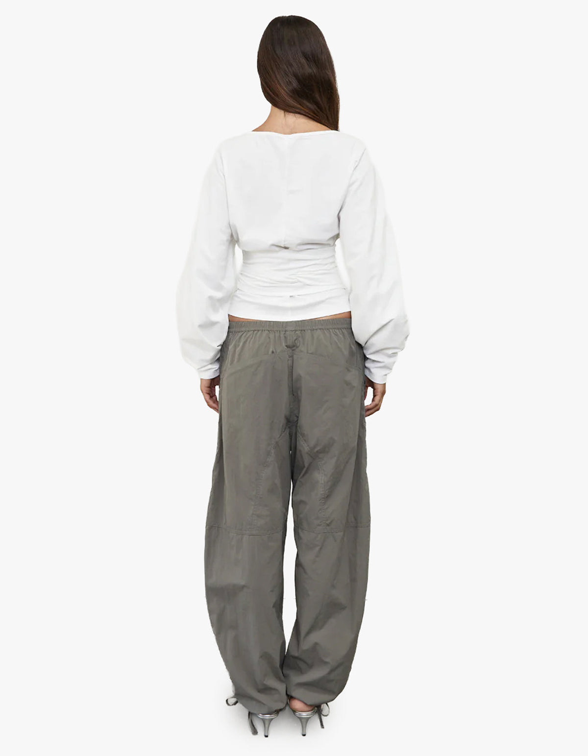 Waist Wrap Long Sleeve Top - White