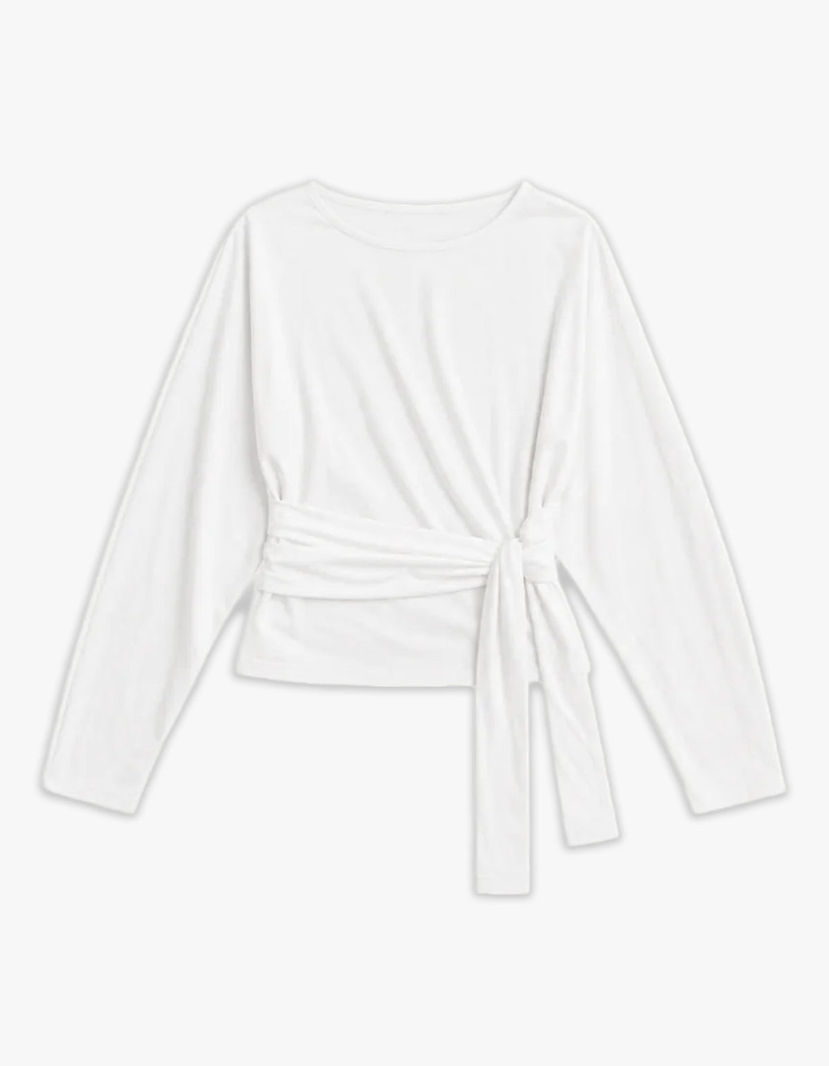 Waist Wrap Long Sleeve Top - White