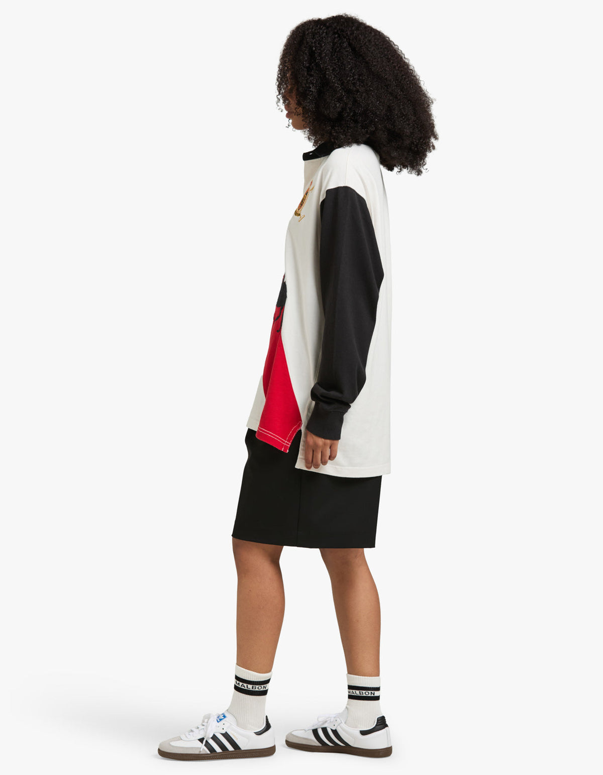 Cotton Jersey Rugby Shirt - Deckwash White/Polo Black