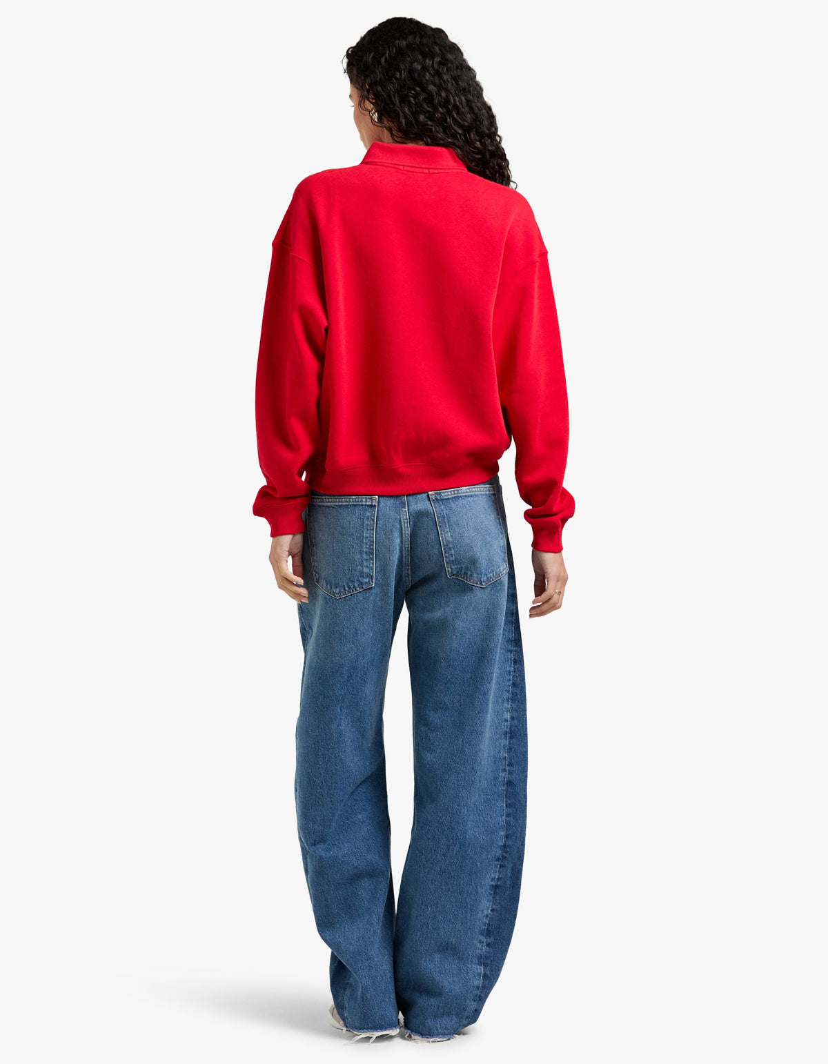 Polo Collar Fleece Pullover - Red