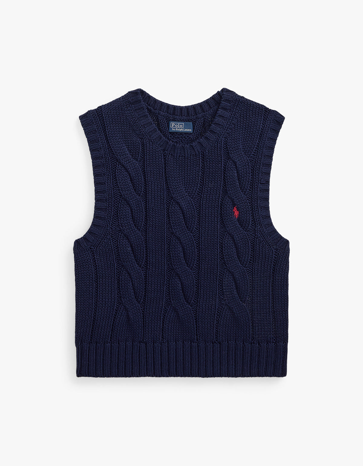 Cable-Knit Cotton Cropped Vest - Hunter Navy