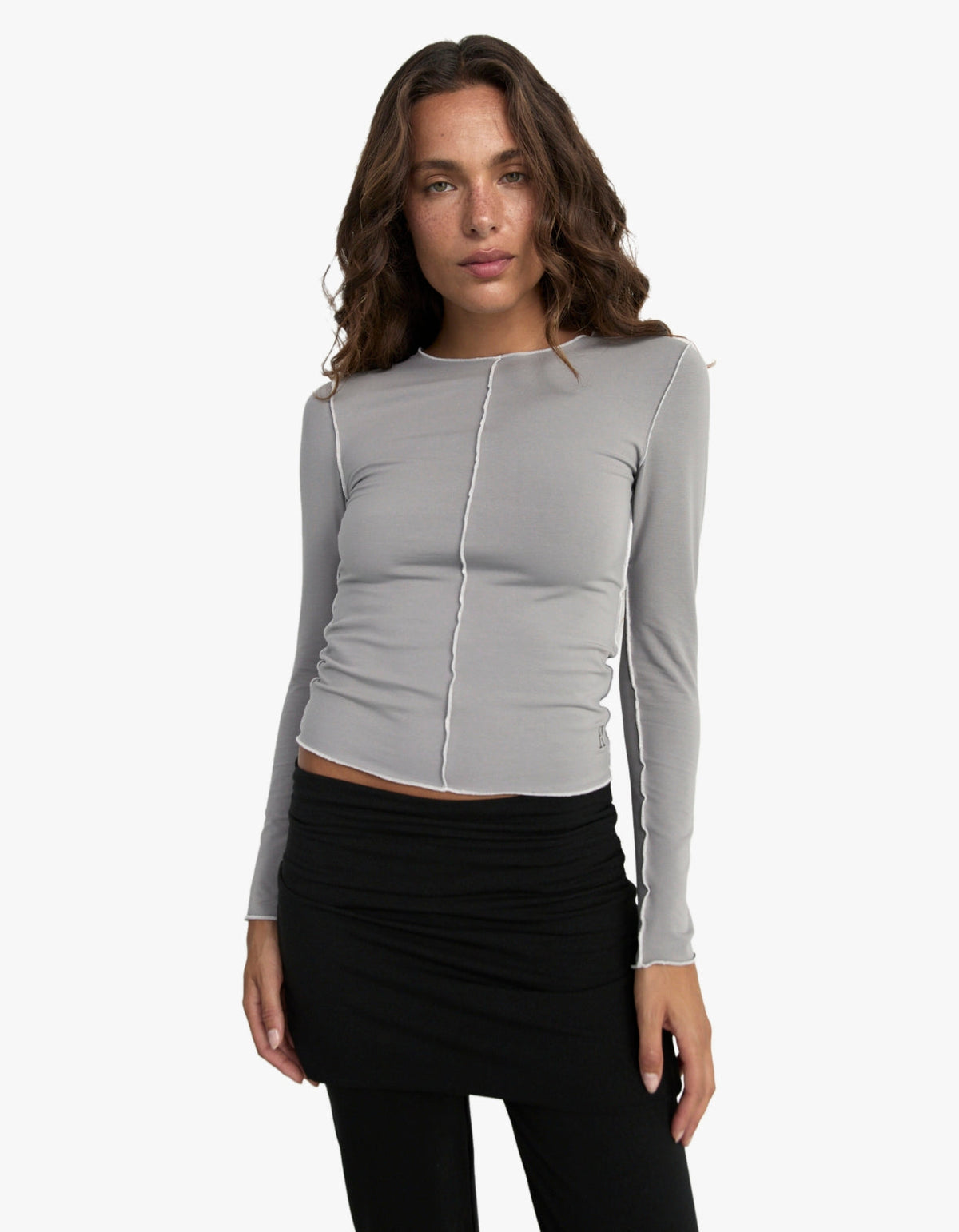 Inside Out Top - Pebble Grey