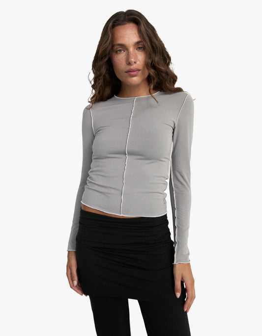 Inside Out Top - Pebble Grey