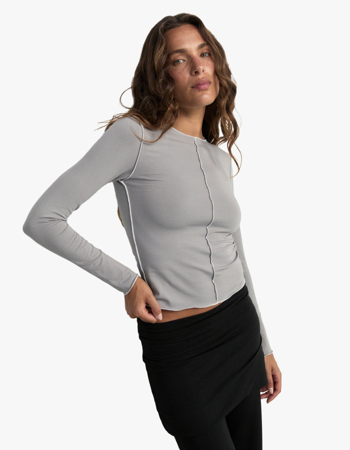 Inside Out Top - Pebble Grey
