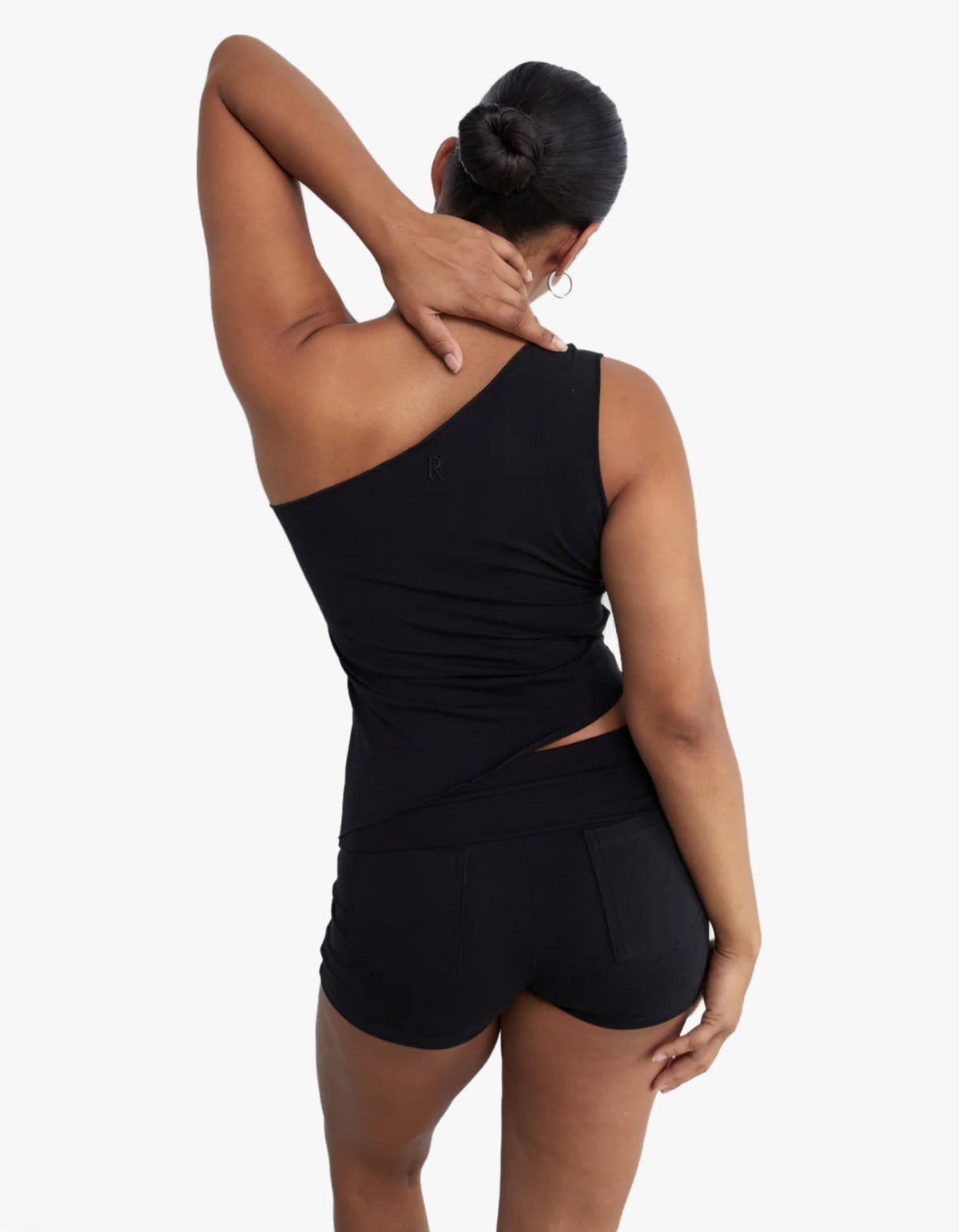 One Shoulder Asym Tank - Black