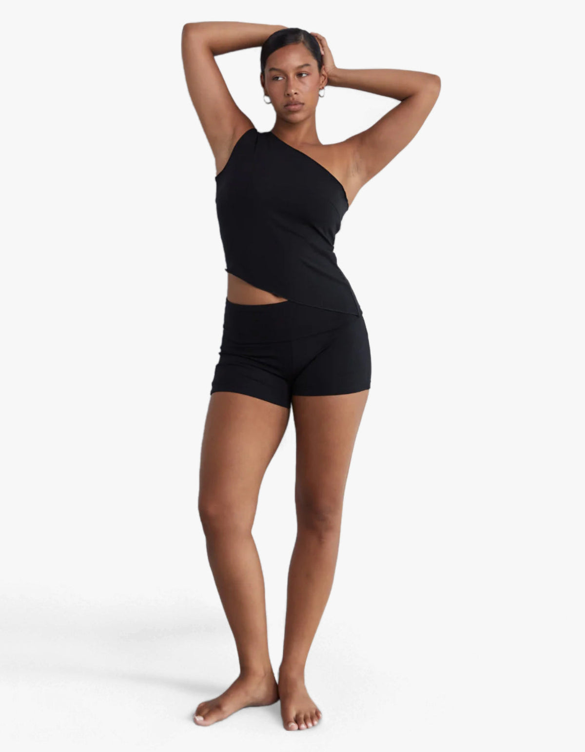One Shoulder Asym Tank - Black