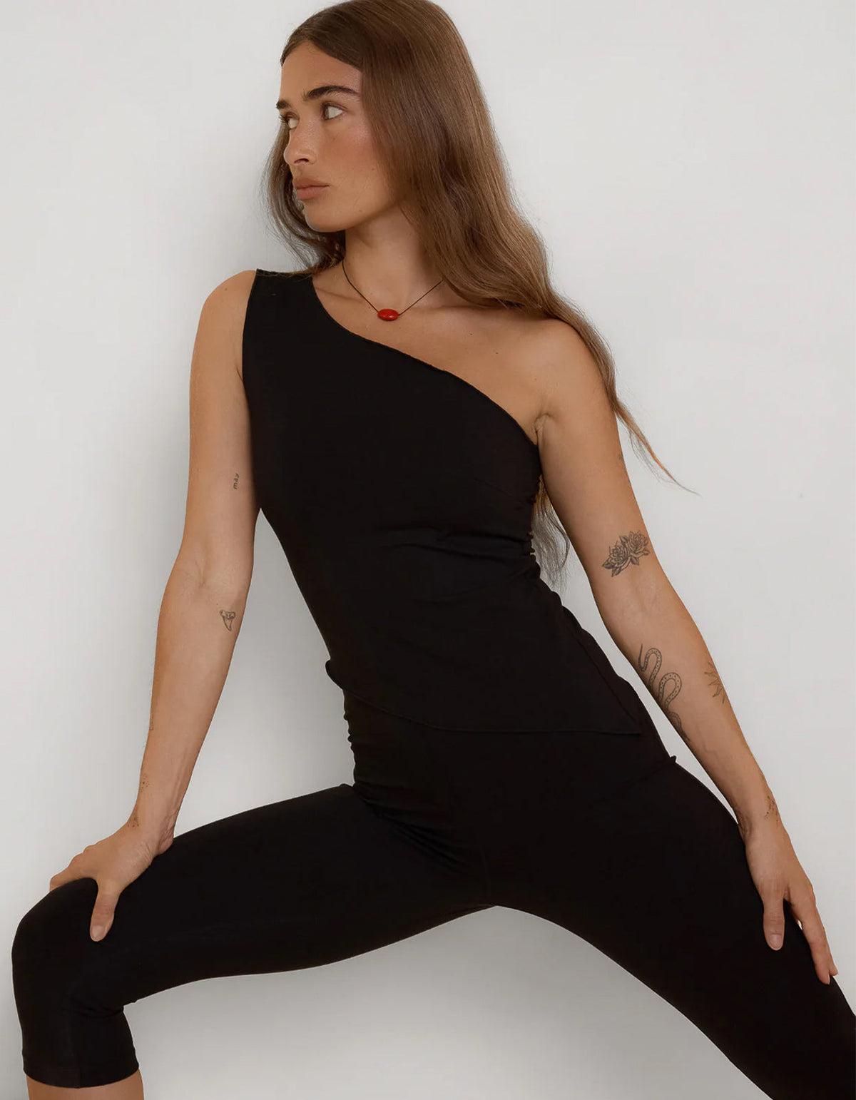 One Shoulder Asym Tank - Black