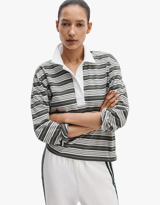 Kelly Stripe Polo L/S - Green Mutli