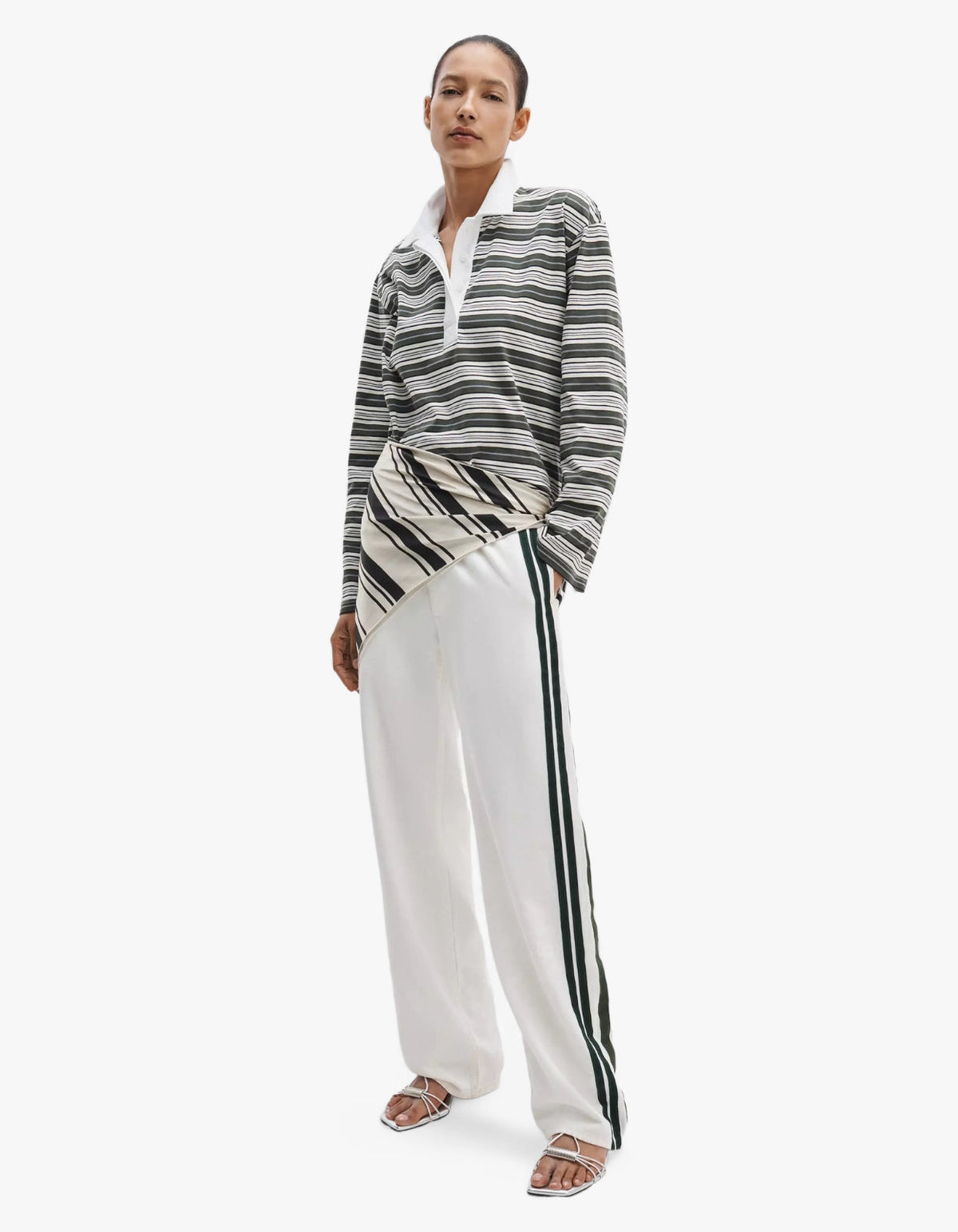 Kelly Stripe Polo L/S - Green Mutli