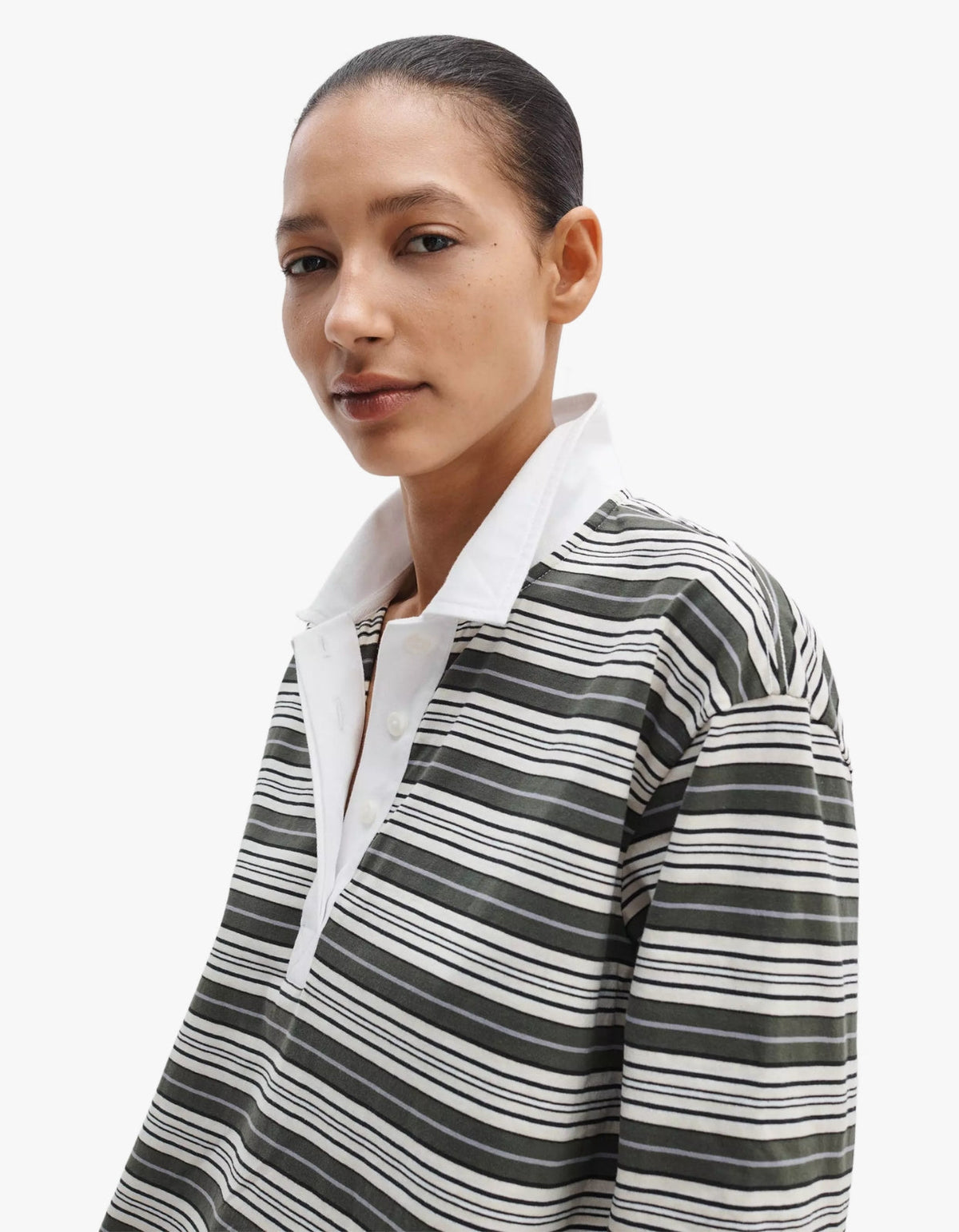 Kelly Stripe Polo L/S - Green Mutli