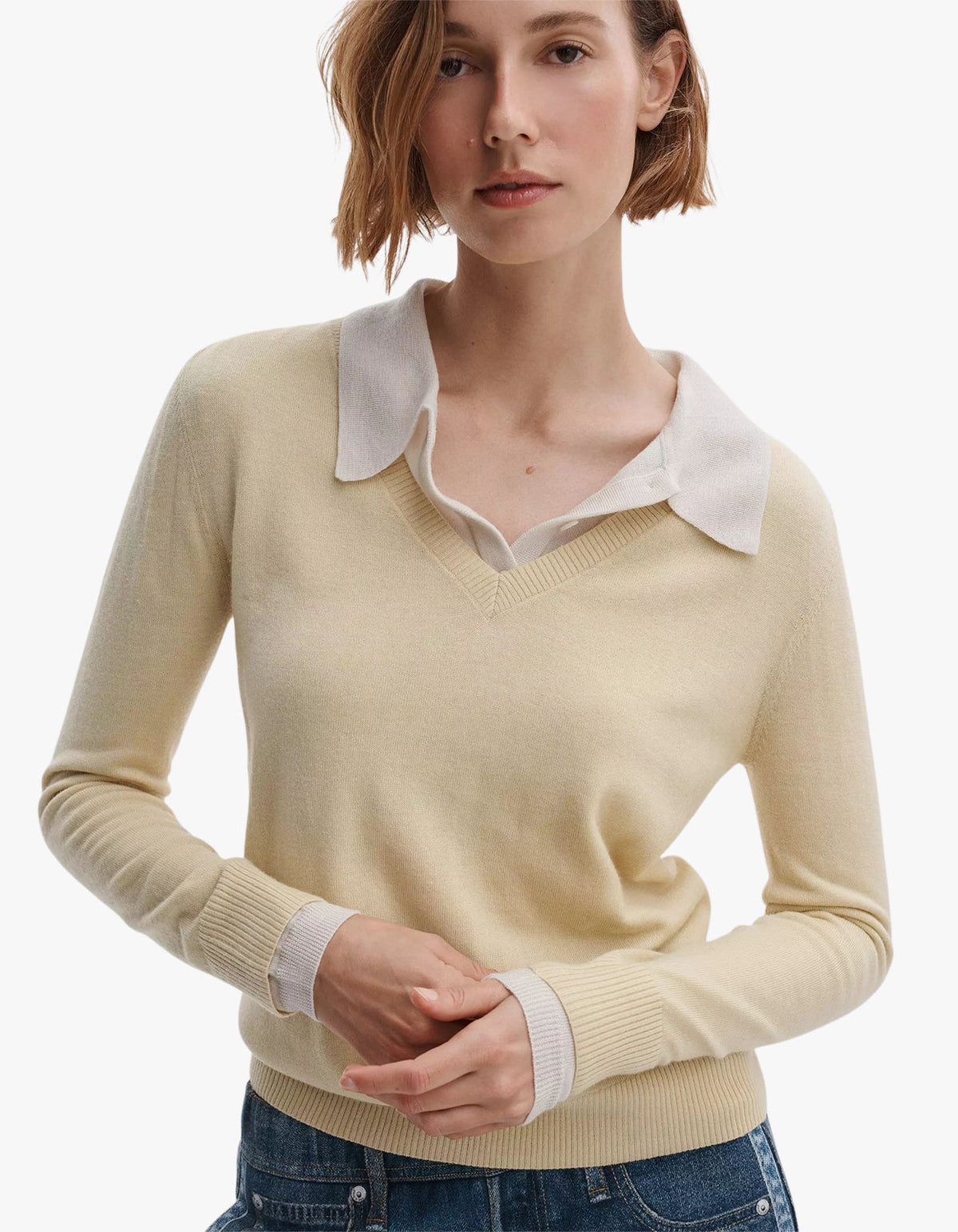 Anne Wool Polo Sweater - Butter
