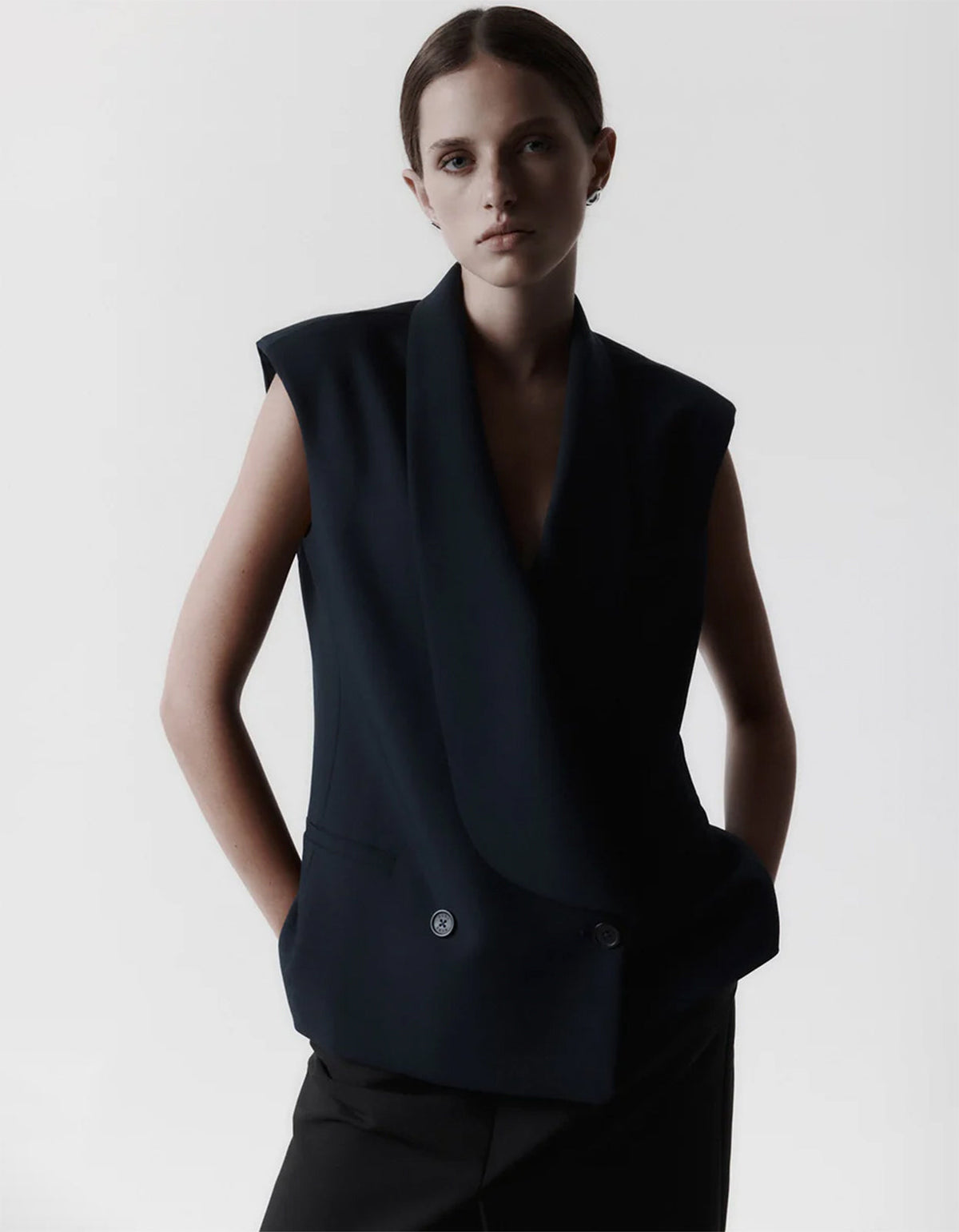 Long Lapel Vest - Navy