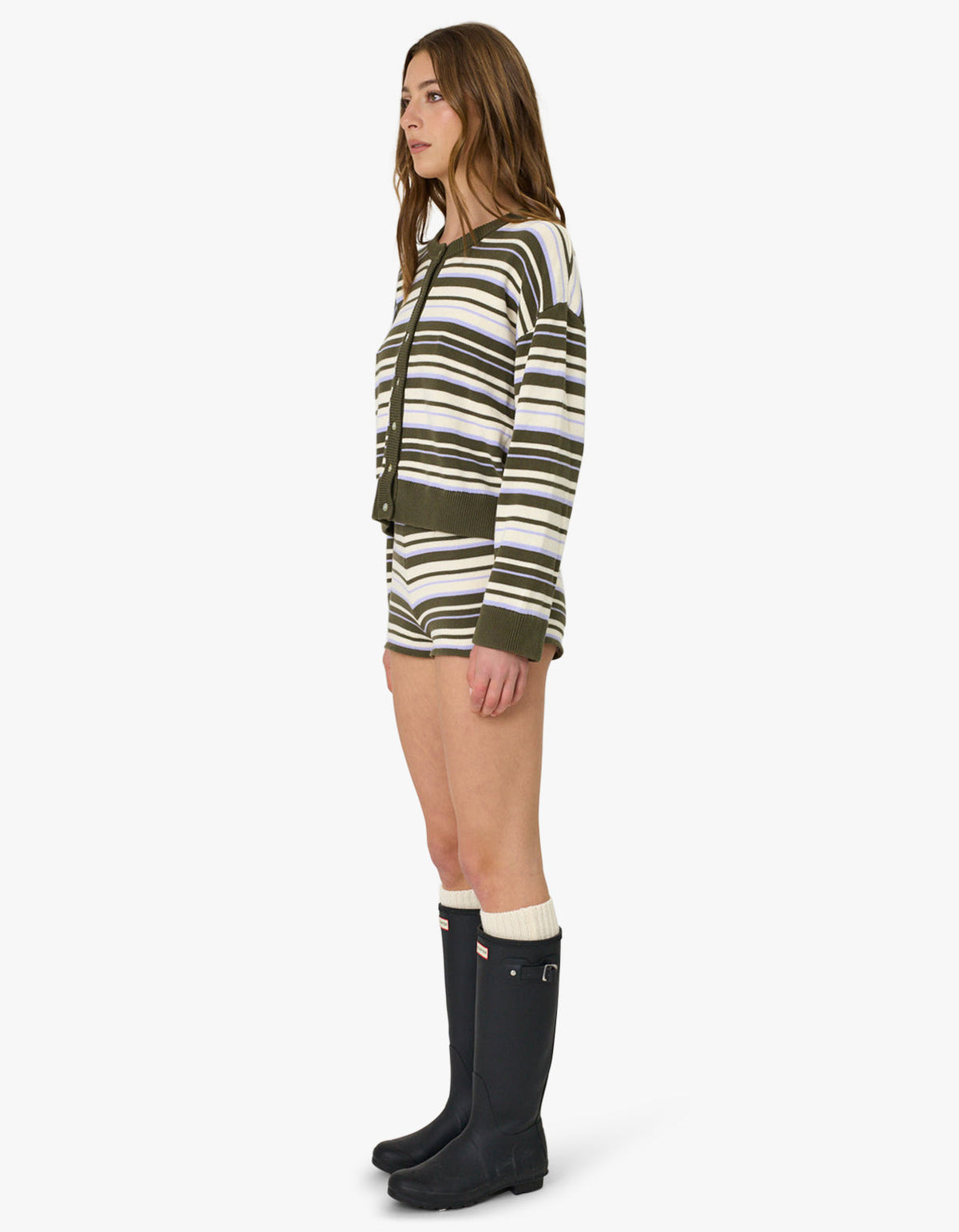 Bowie Cardigan - Olive Stripe
