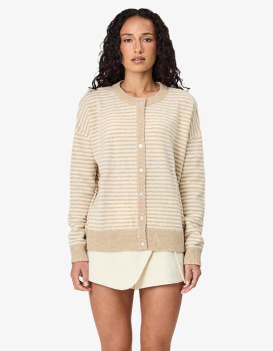 Tali Cardigan - Latte Stripe