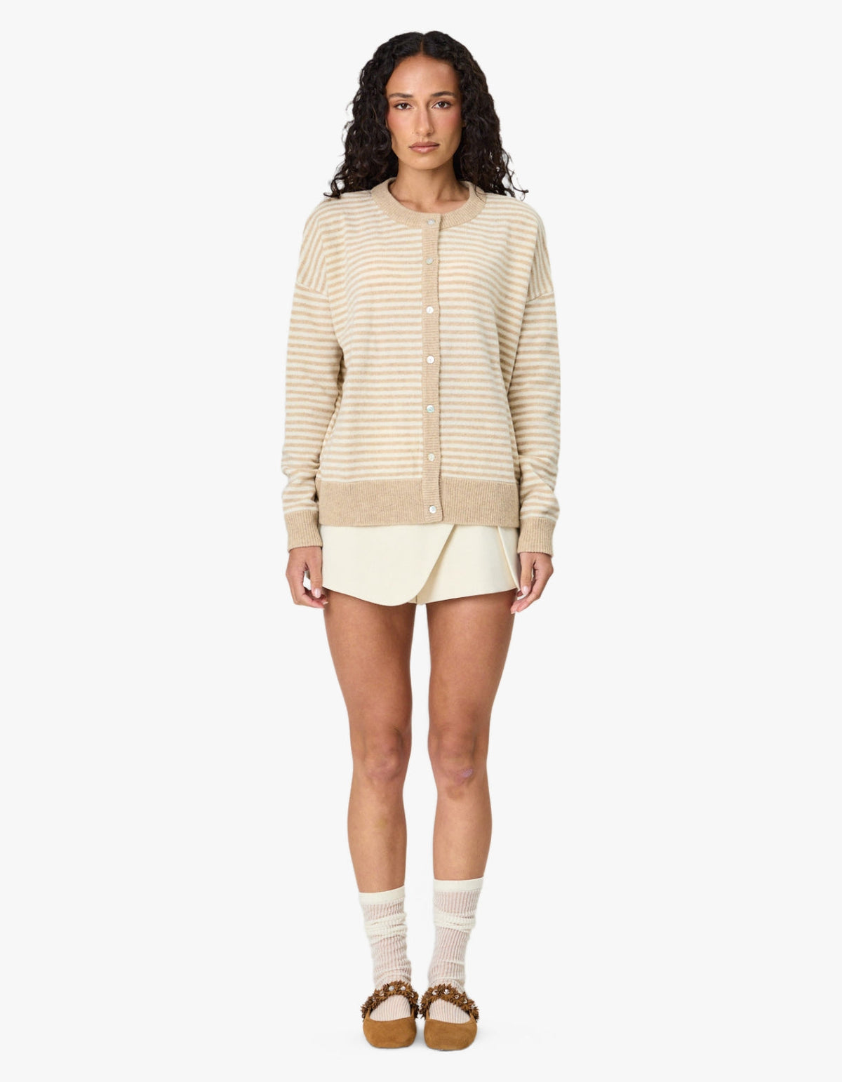 Tali Cardigan - Latte Stripe
