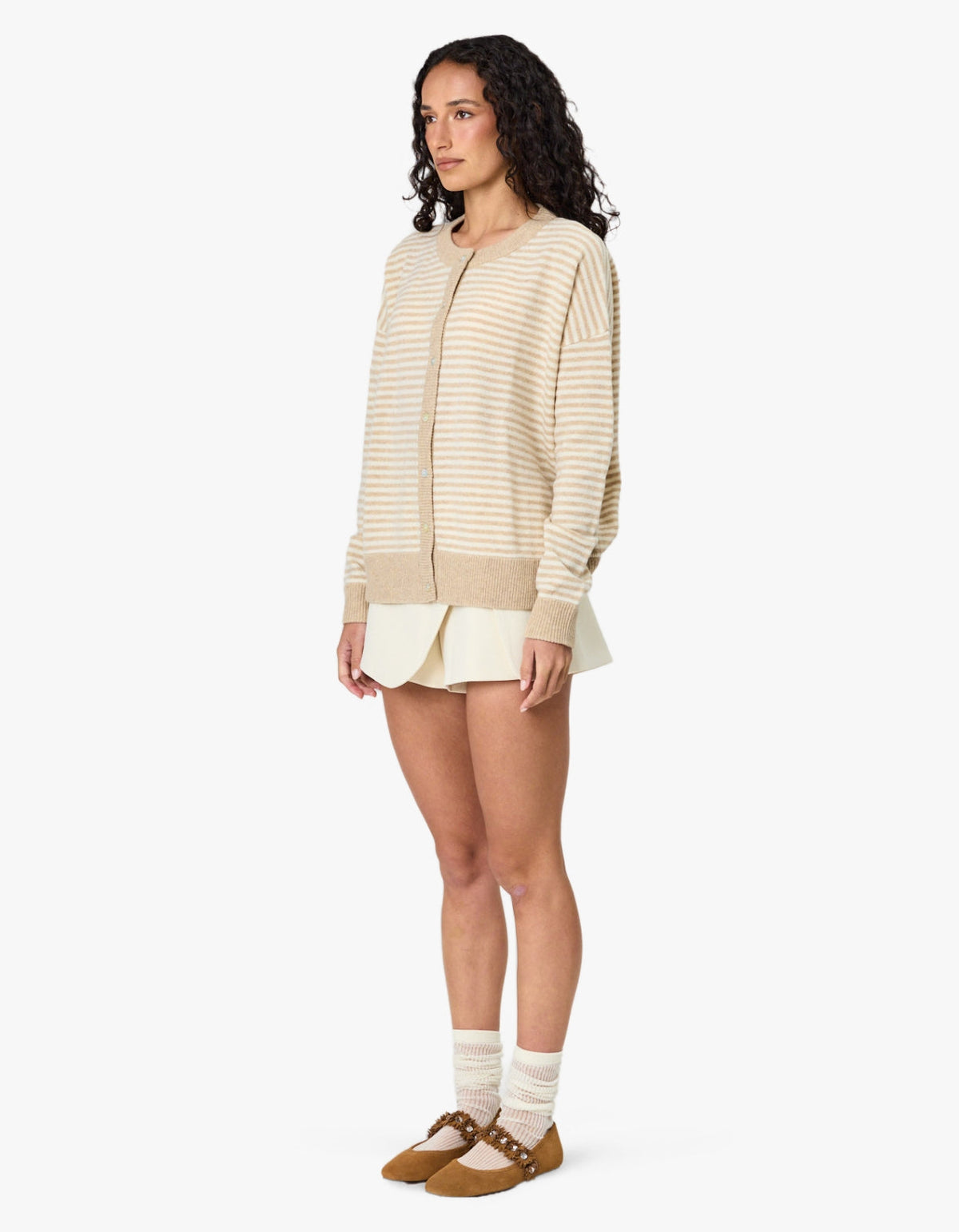 Tali Cardigan - Latte Stripe