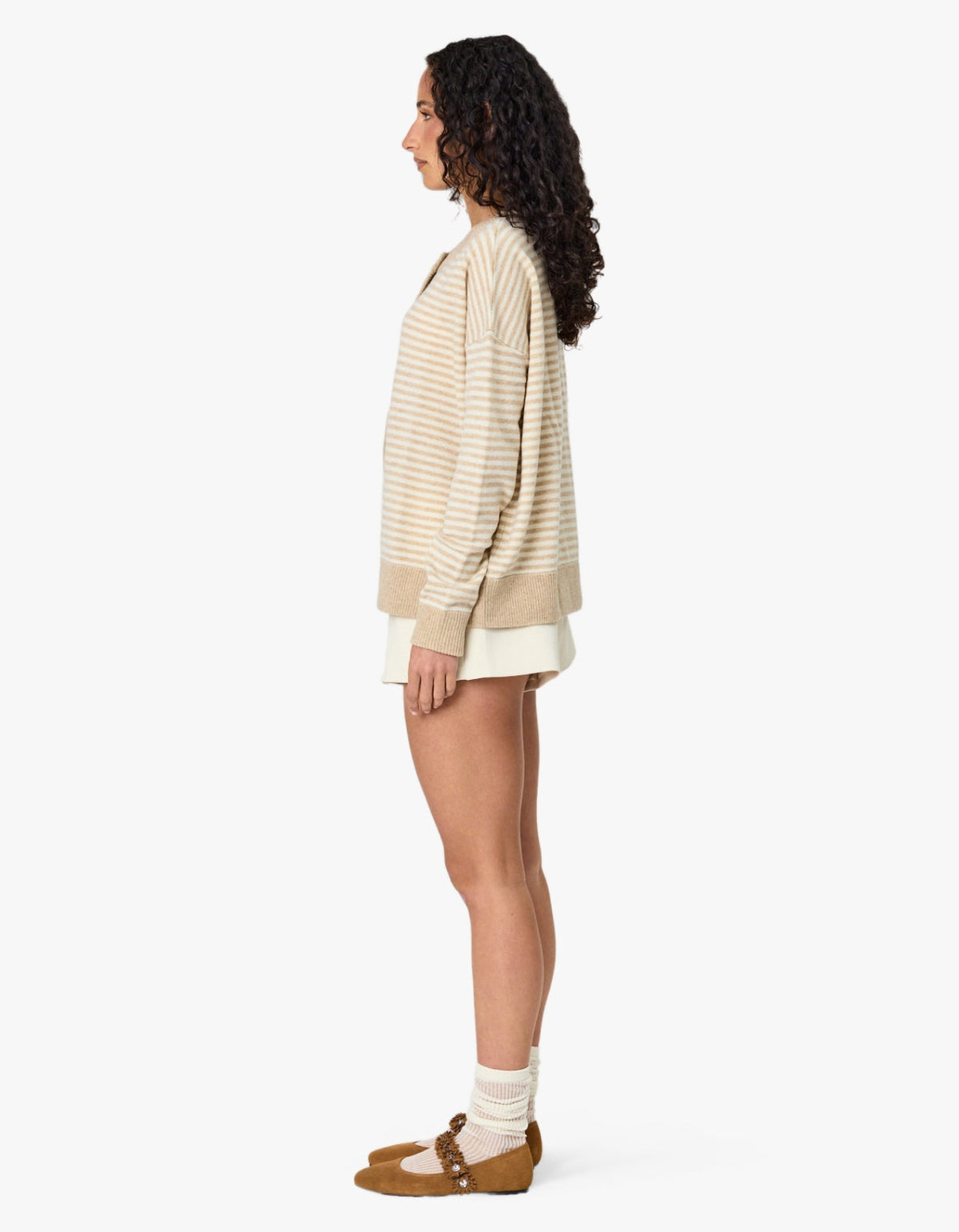 Tali Cardigan - Latte Stripe