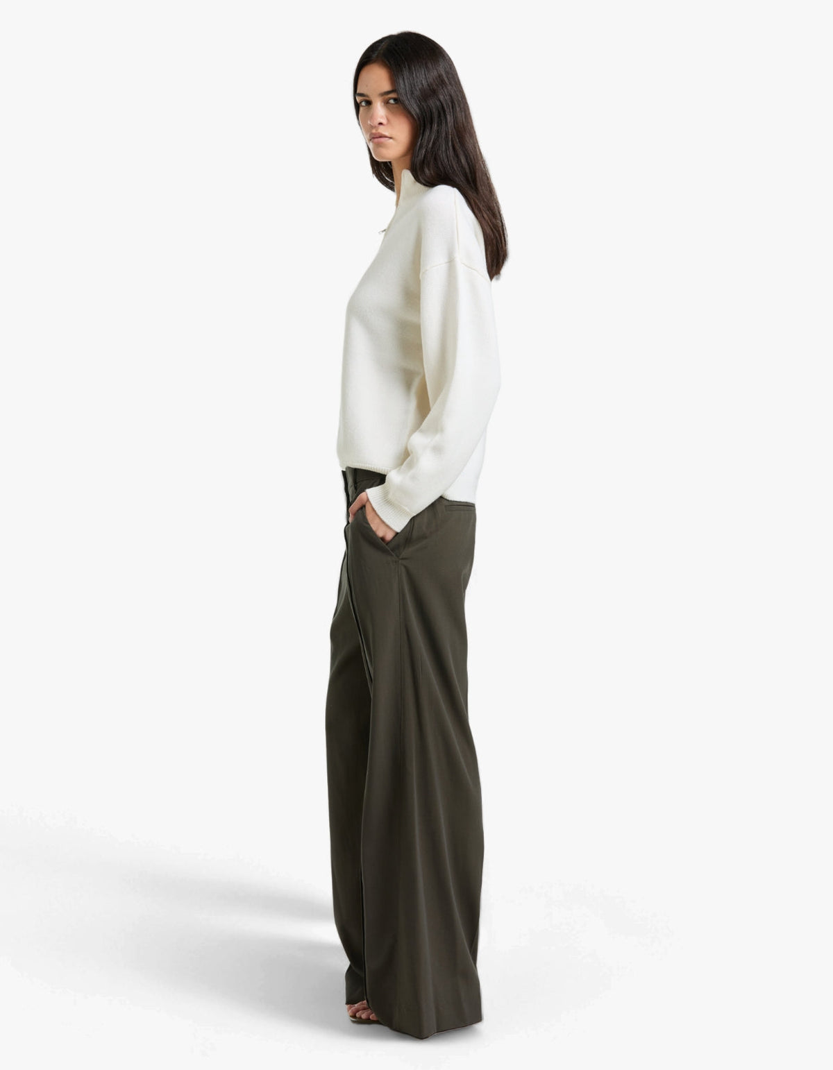 Half-Zip Knit Sweater - Ivory