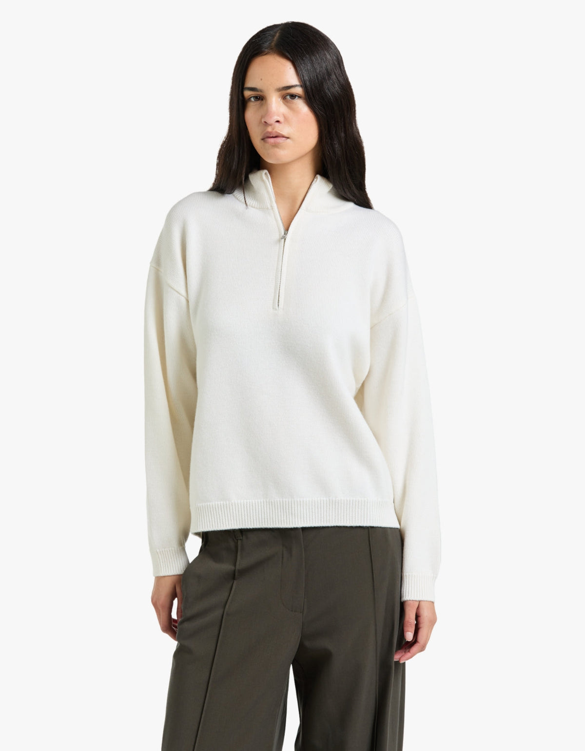Half-Zip Knit Sweater - Ivory