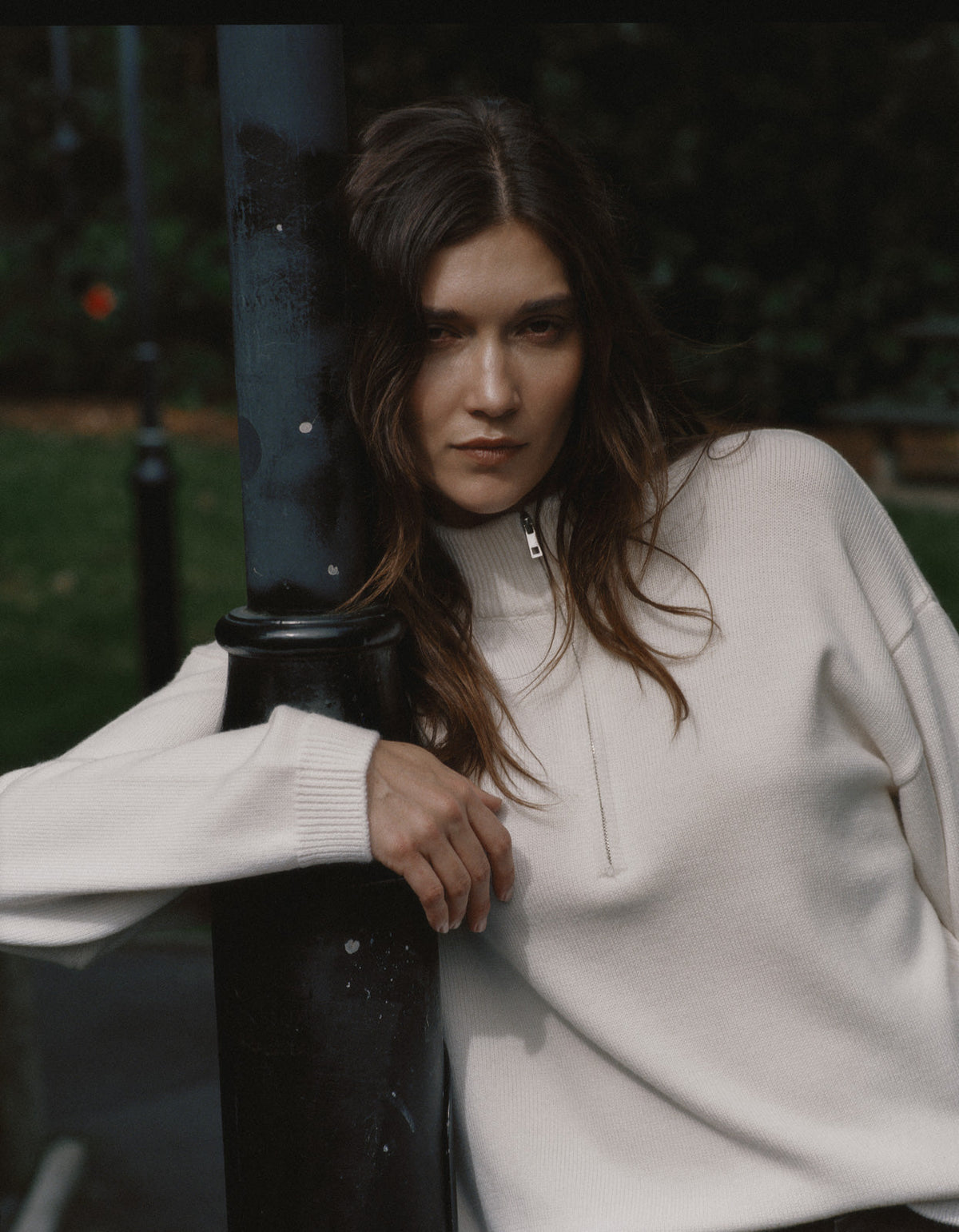 Half-Zip Knit Sweater - Ivory