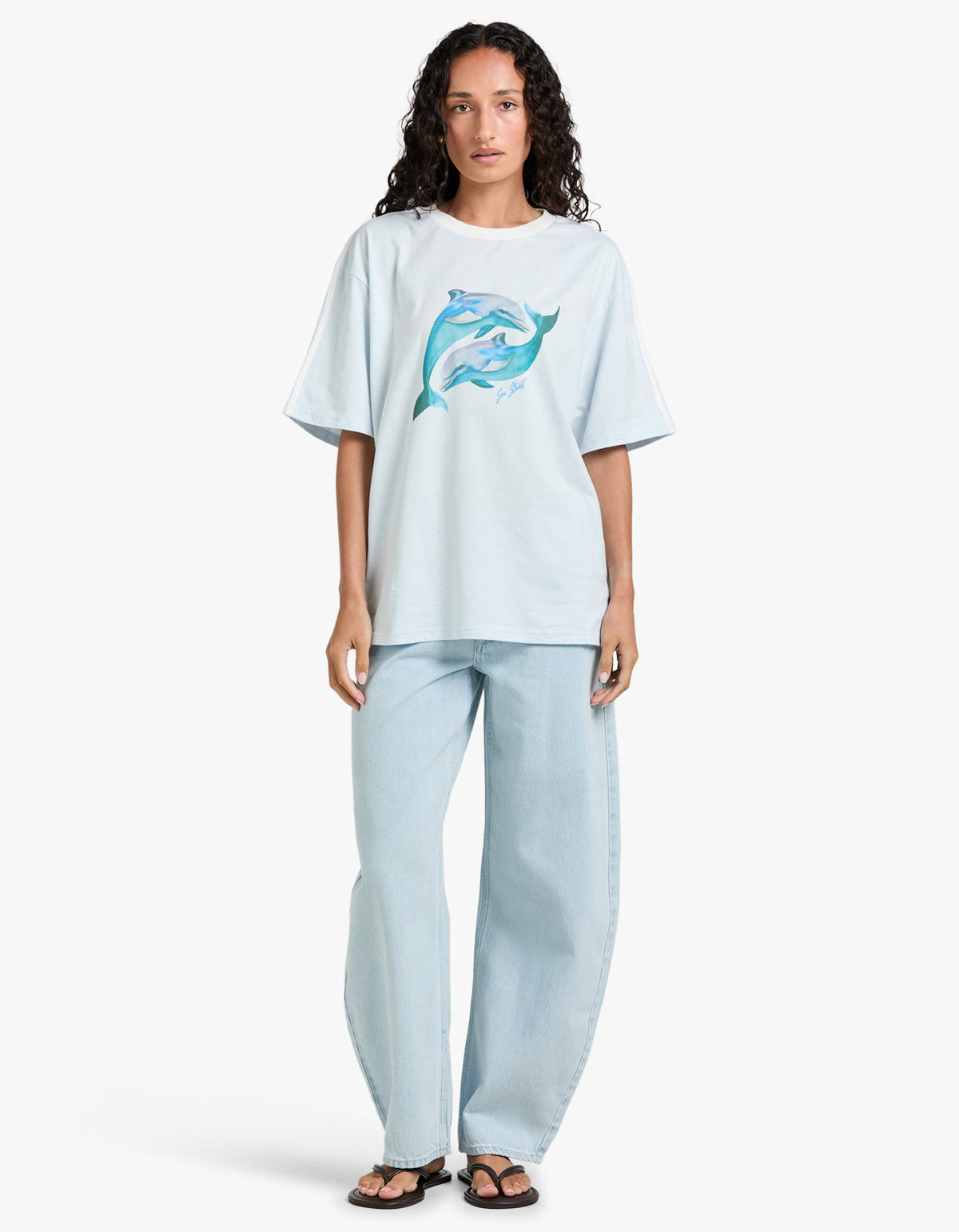 Dolphin Yin Yang T-Shirt - Light Blue
