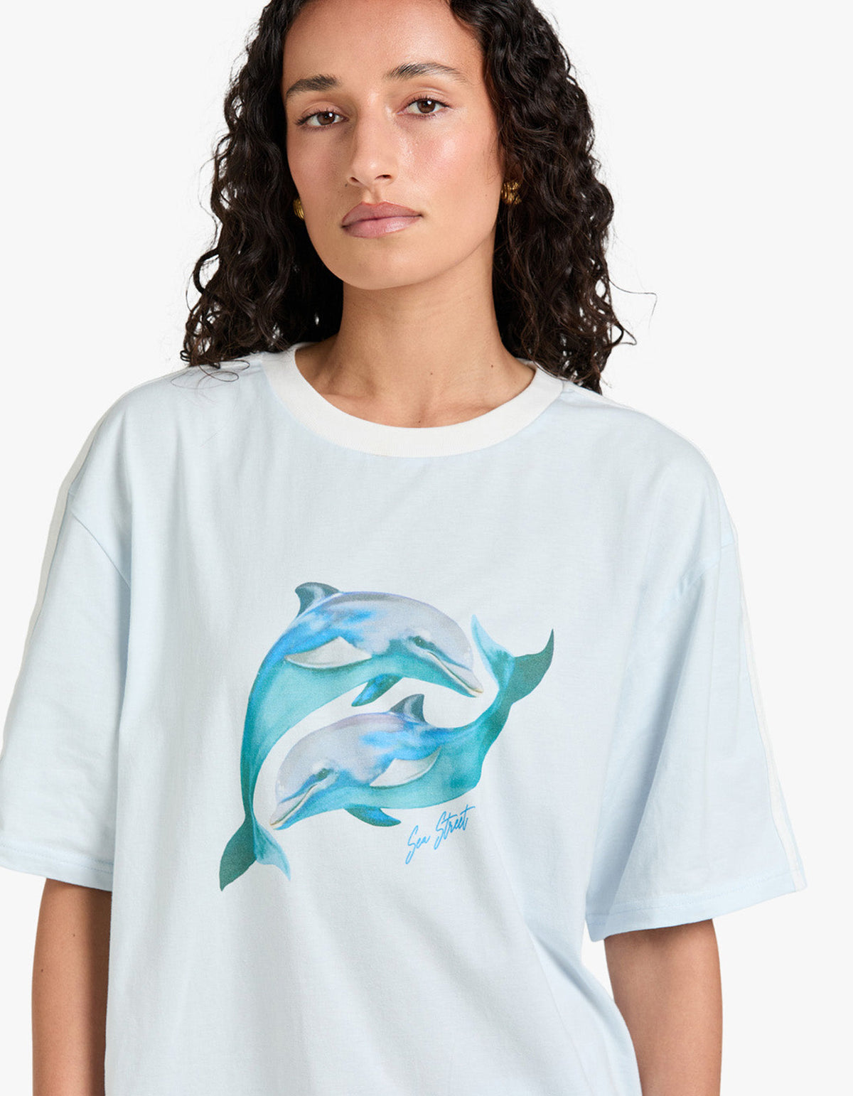 Dolphin Yin Yang T-Shirt - Light Blue